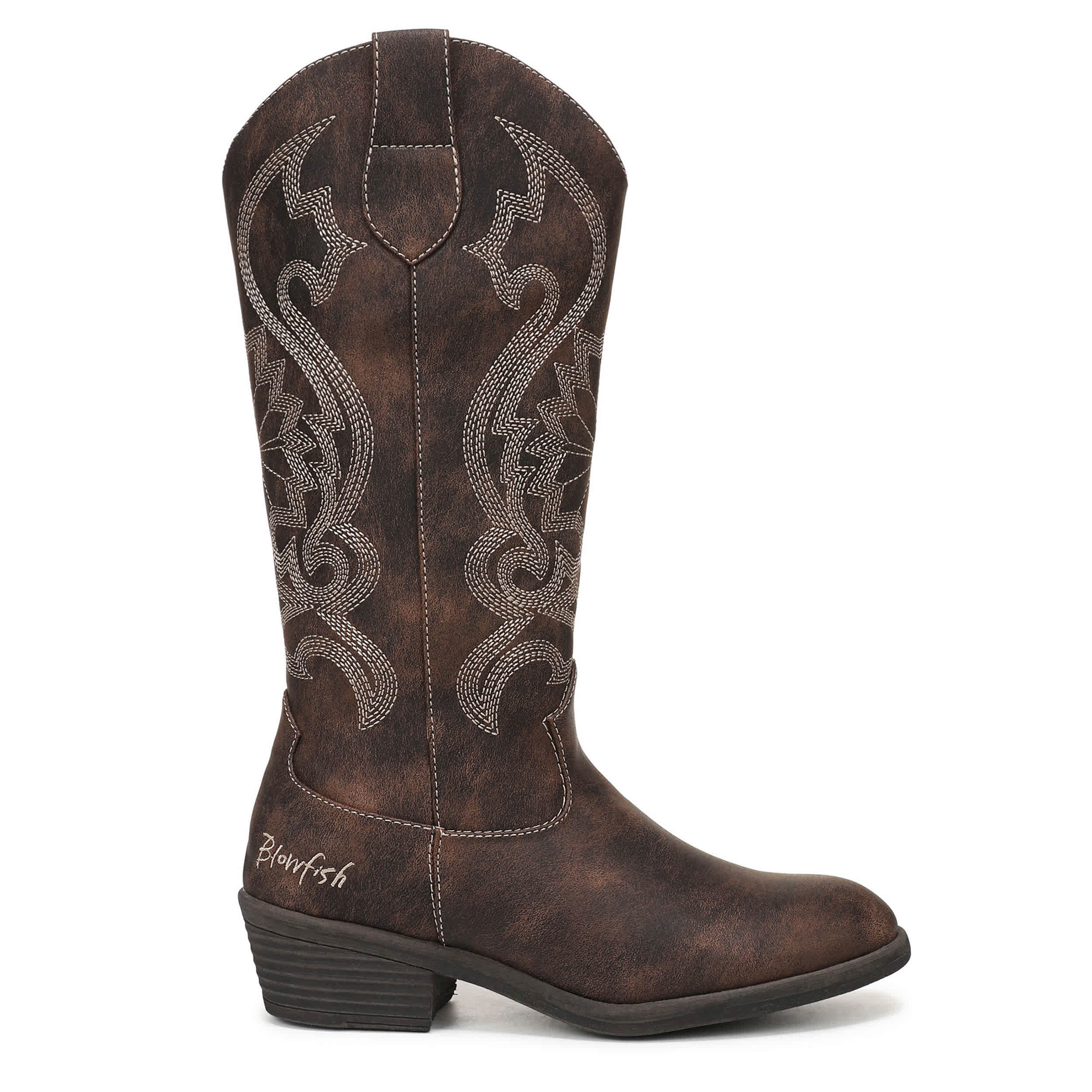BLOWFISH MALIBU-WOMENS STUTTER WESTERN BOOT-BURGUNDY & 