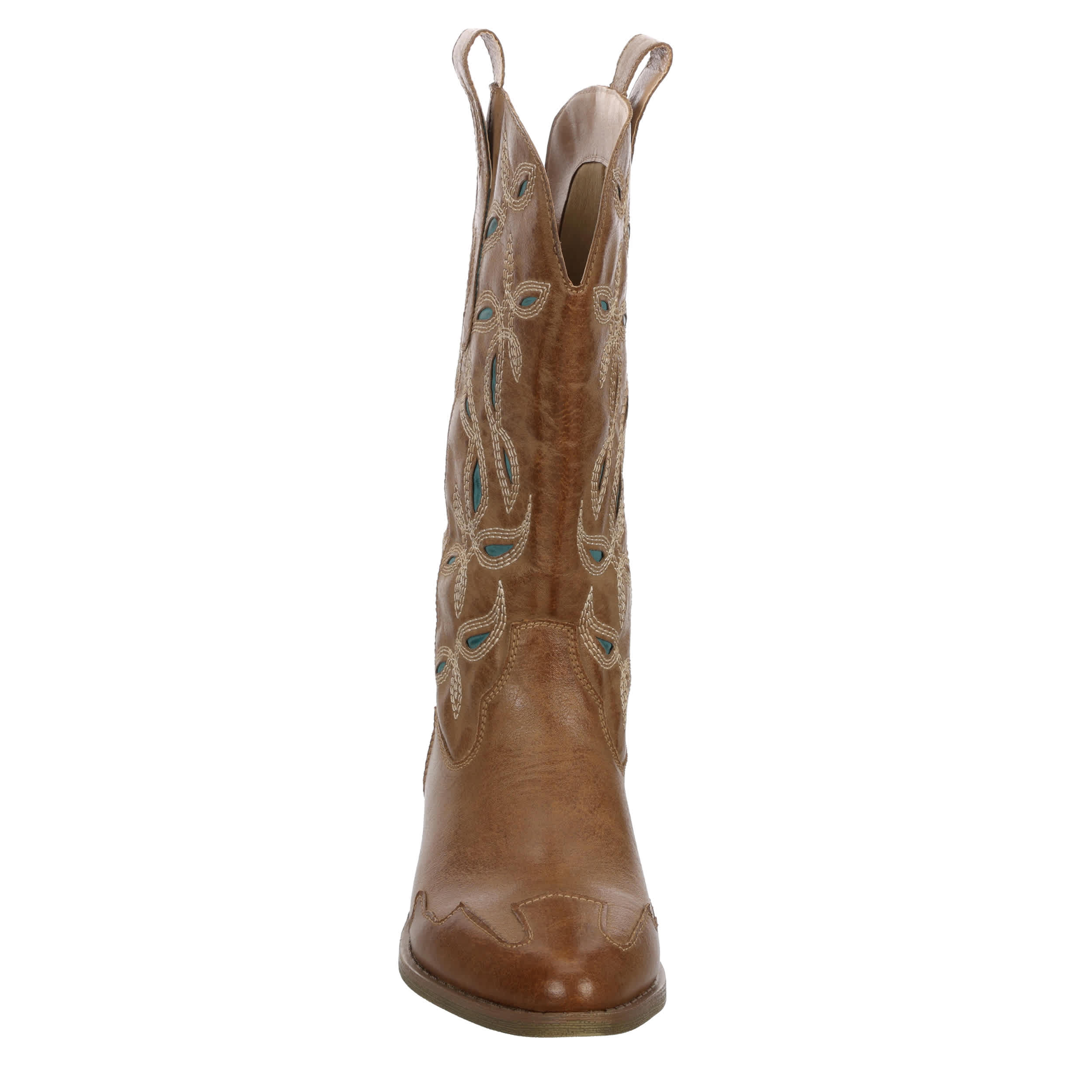 COCONUTS-WOMENS HONDO WESTERN BOOT-TAN & TURQUOISE
