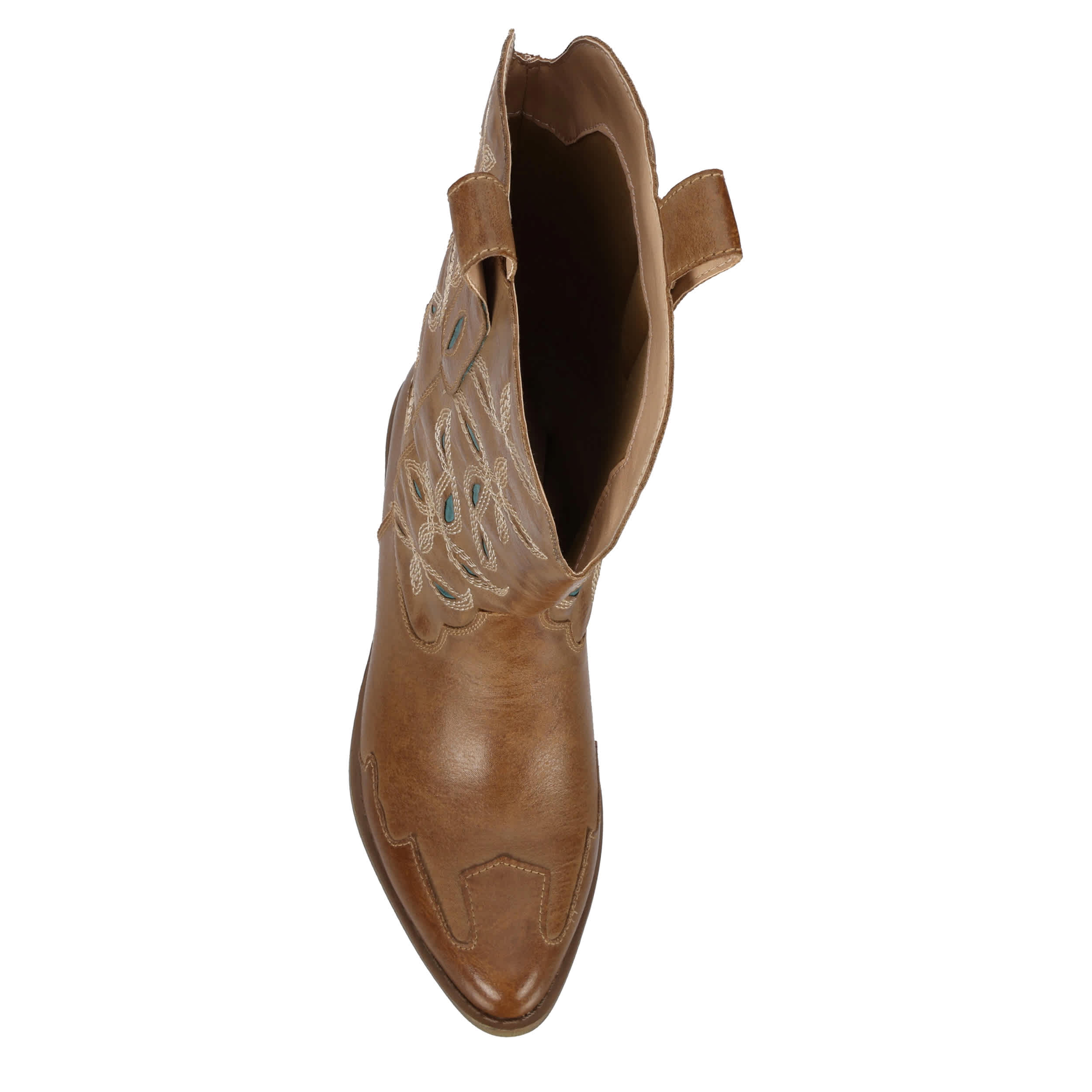 COCONUTS-WOMENS HONDO WESTERN BOOT-TAN & TURQUOISE