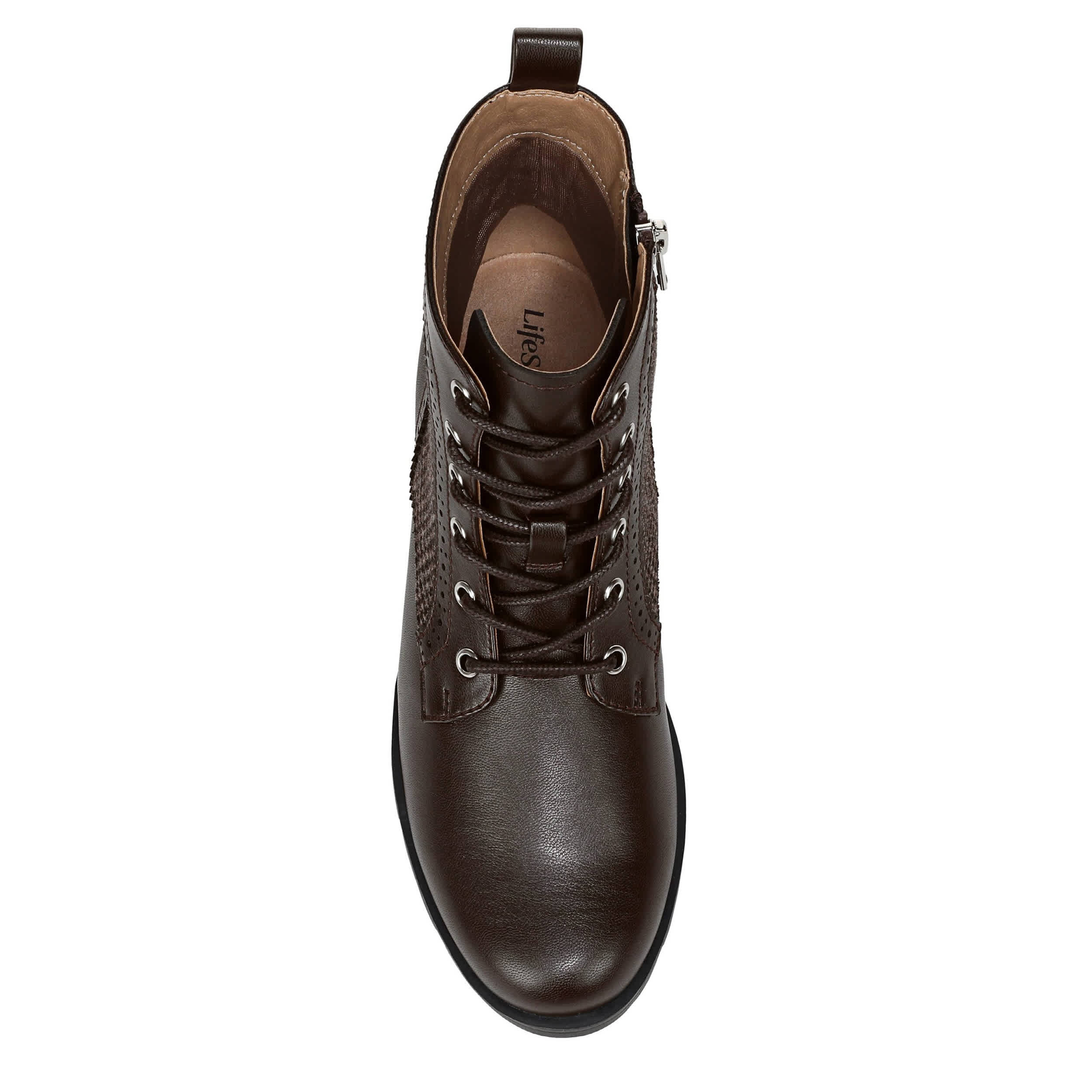 LIFESTRIDE-WOMENS LENA COMBAT BOOT-CHOCOLATE & 