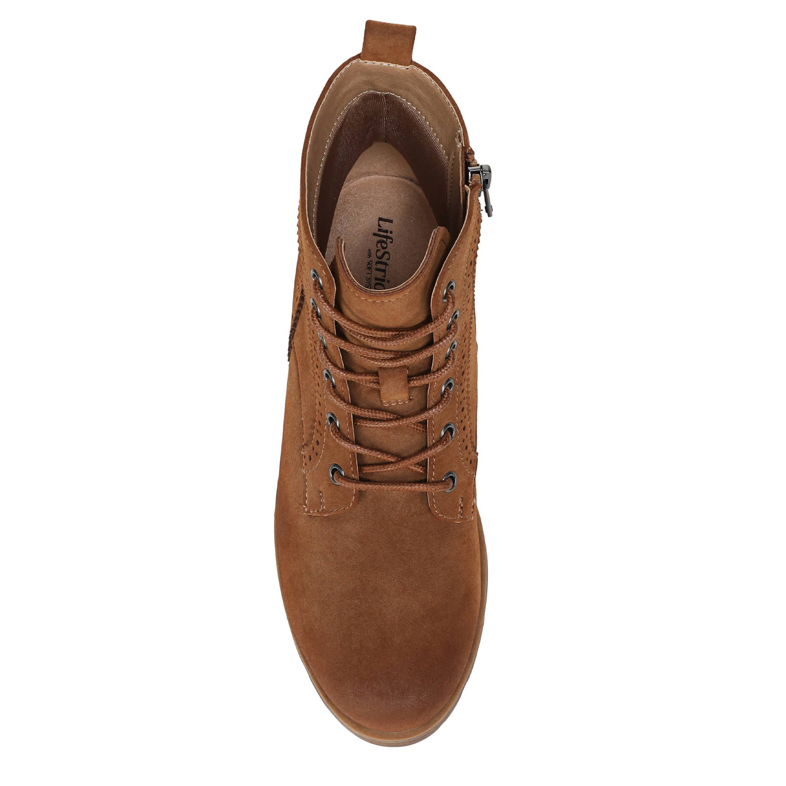 LIFESTRIDE-WOMENS LENA COMBAT BOOT-DARK TAN & 