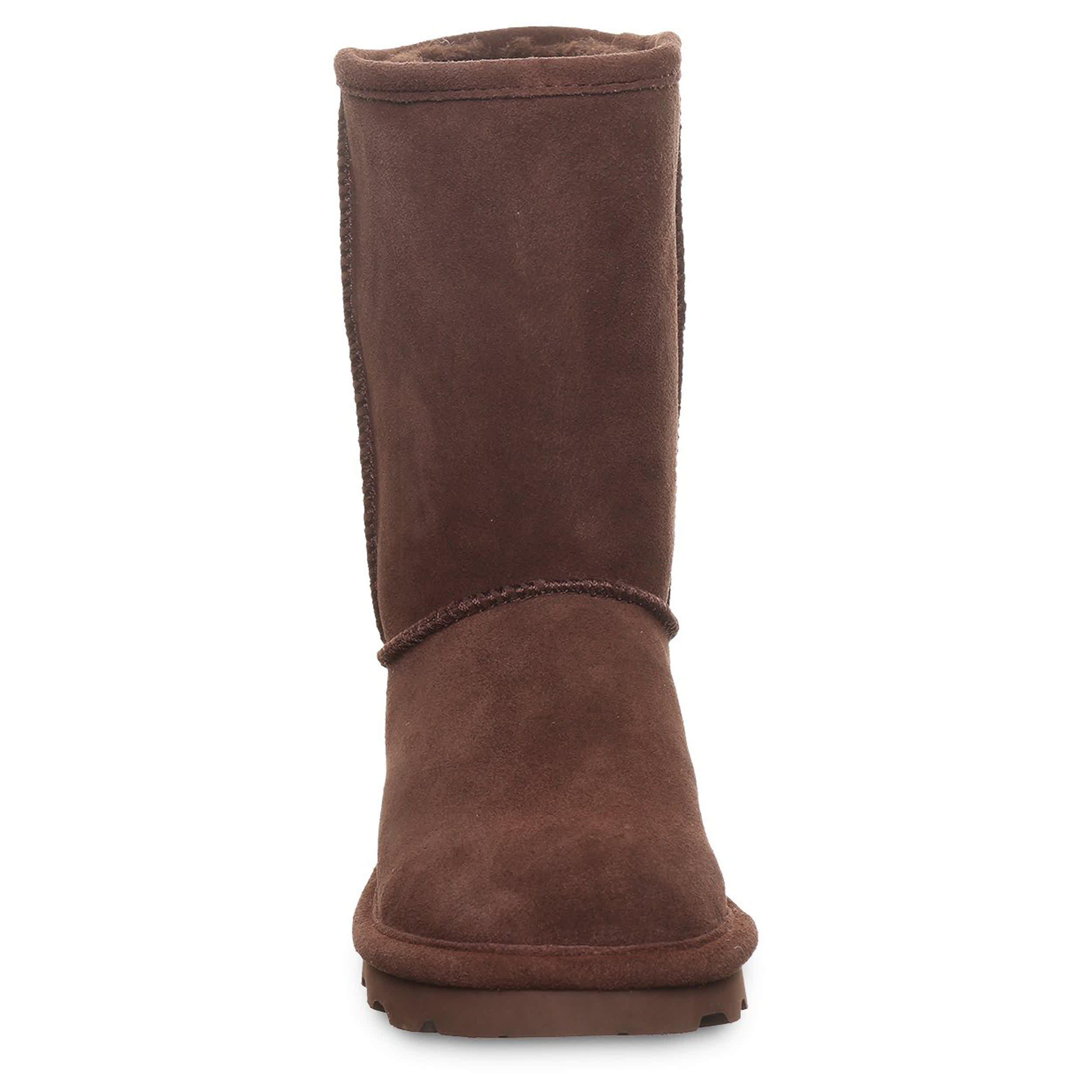 BEARPAW-WOMENS ELLE SHORT FAUX FUR BOOT-DARK BROWN & 