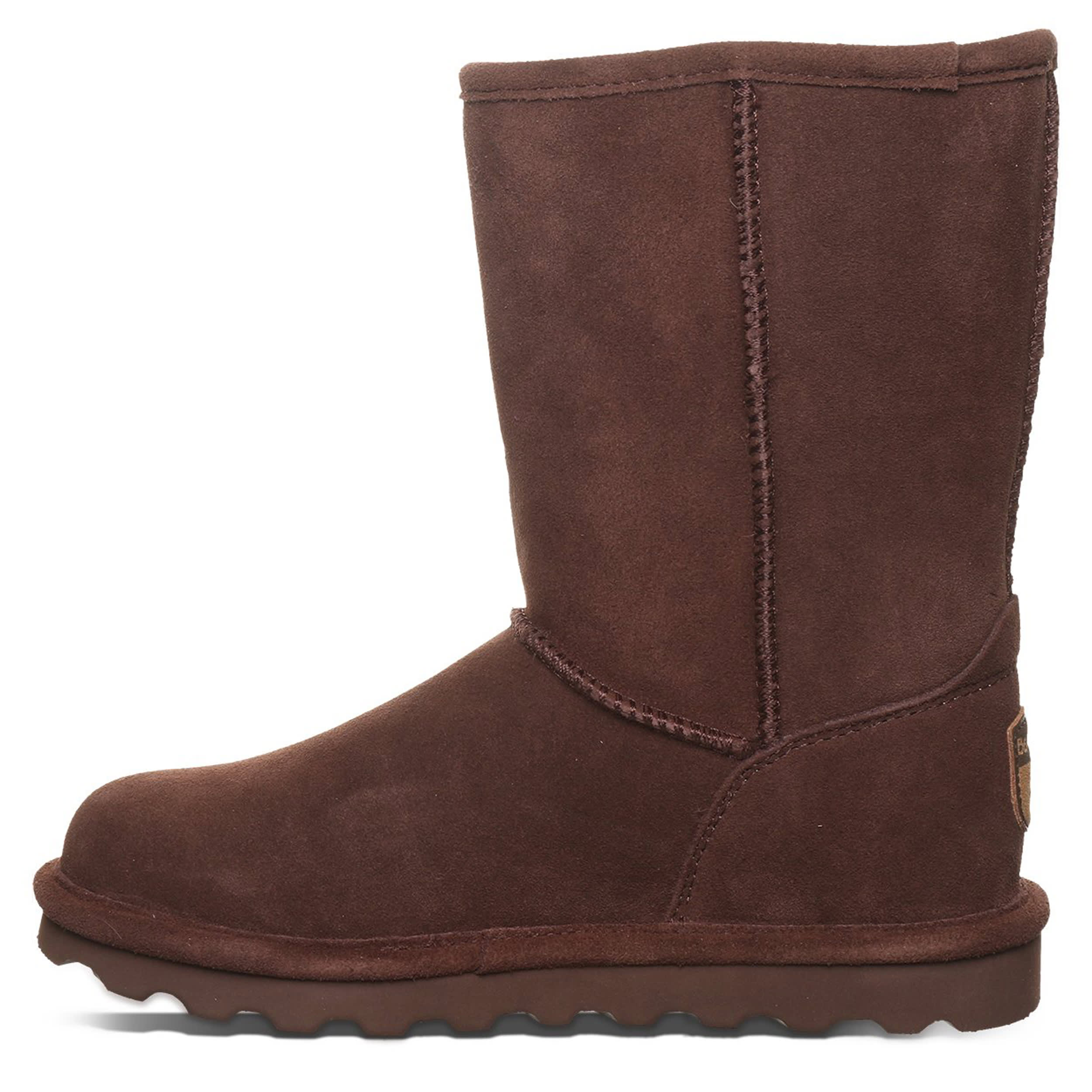 BEARPAW-WOMENS ELLE SHORT FAUX FUR BOOT-DARK BROWN & 