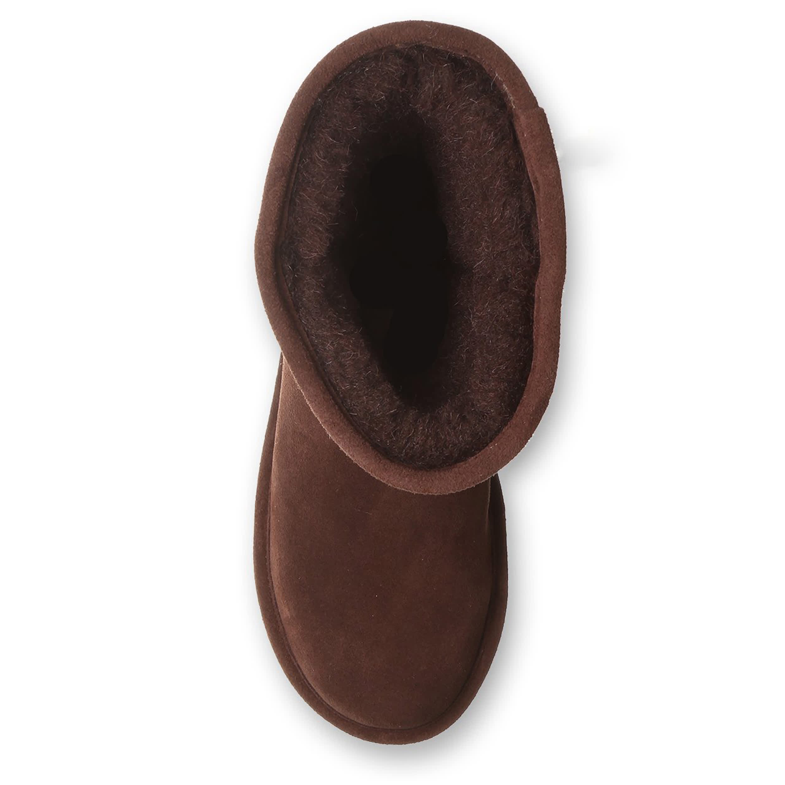 BEARPAW-WOMENS ELLE SHORT FAUX FUR BOOT-DARK BROWN & 
