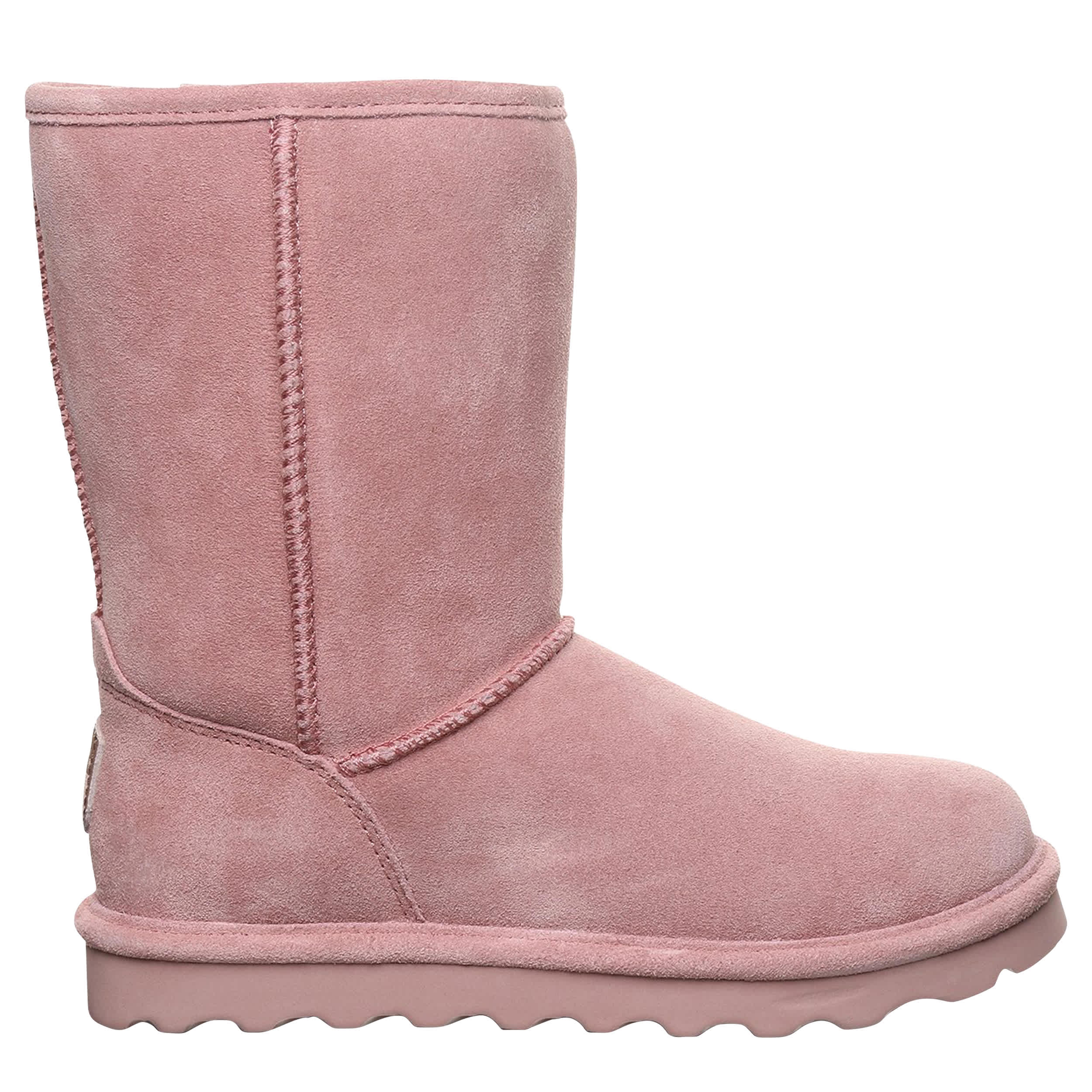 BEARPAW-WOMENS ELLE SHORT FAUX FUR BOOT-PALE PINK & 