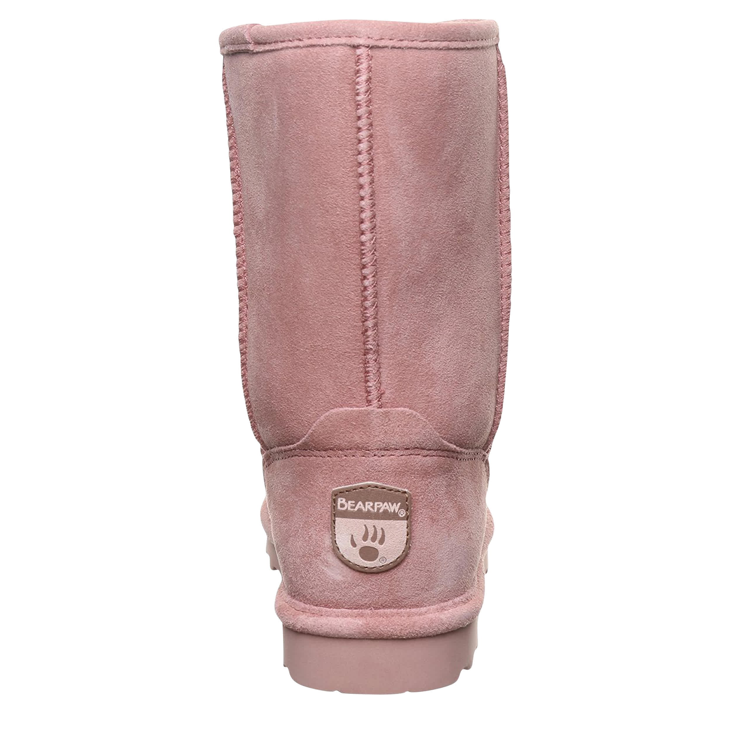 BEARPAW-WOMENS ELLE SHORT FAUX FUR BOOT-PALE PINK & 