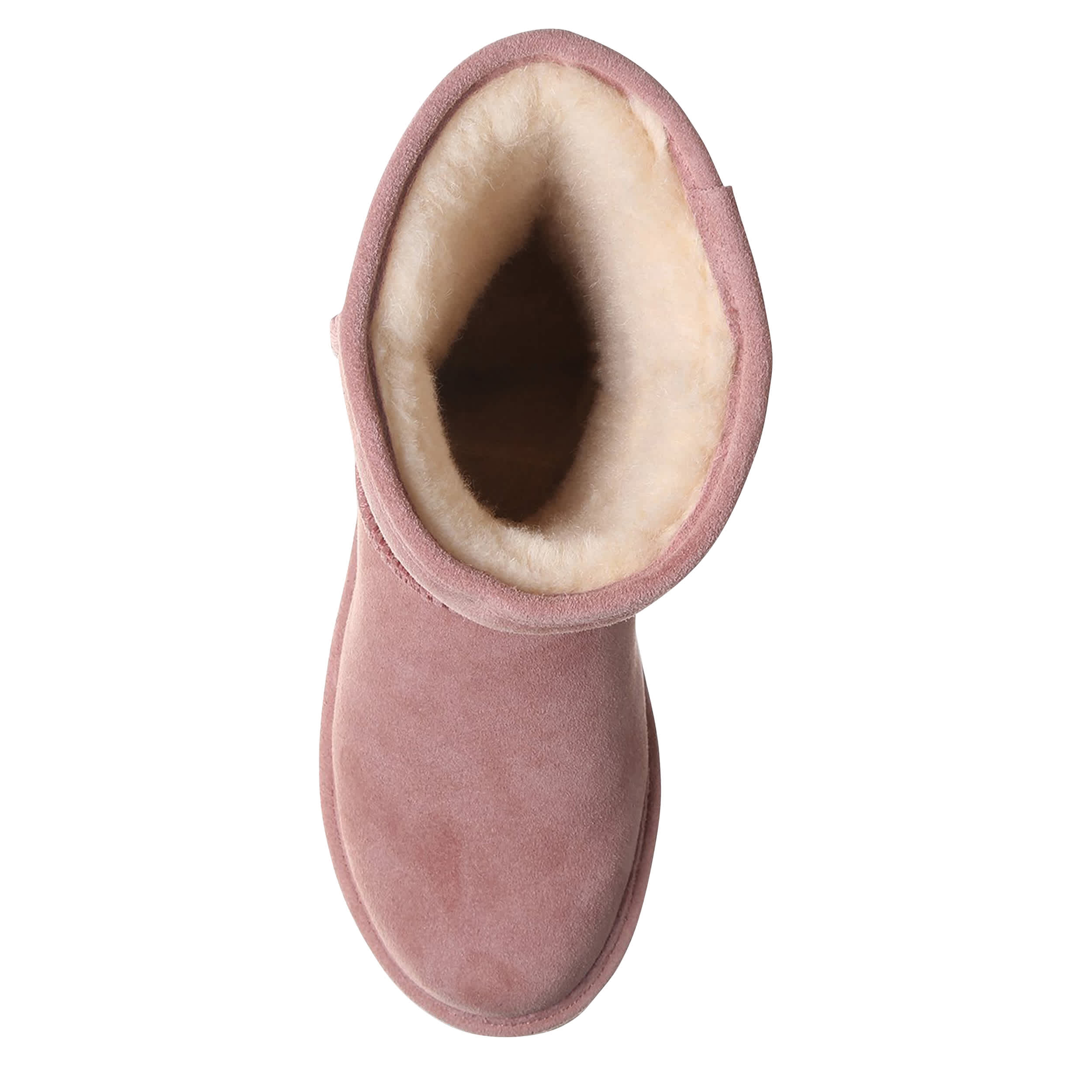 BEARPAW-WOMENS ELLE SHORT FAUX FUR BOOT-PALE PINK & 