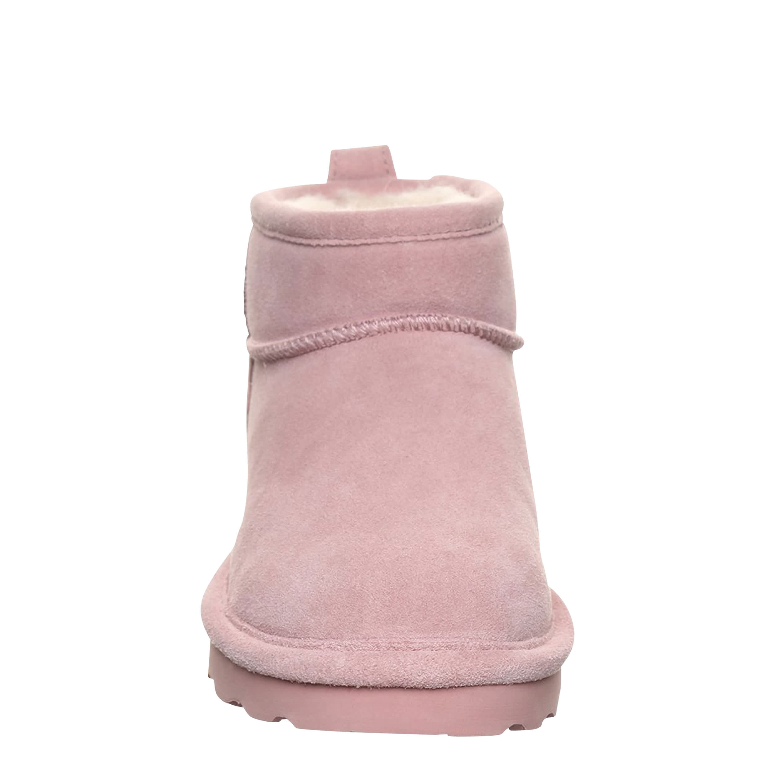BEARPAW-WOMENS SHORTY FAUX FUR BOOT-PALE PINK & 
