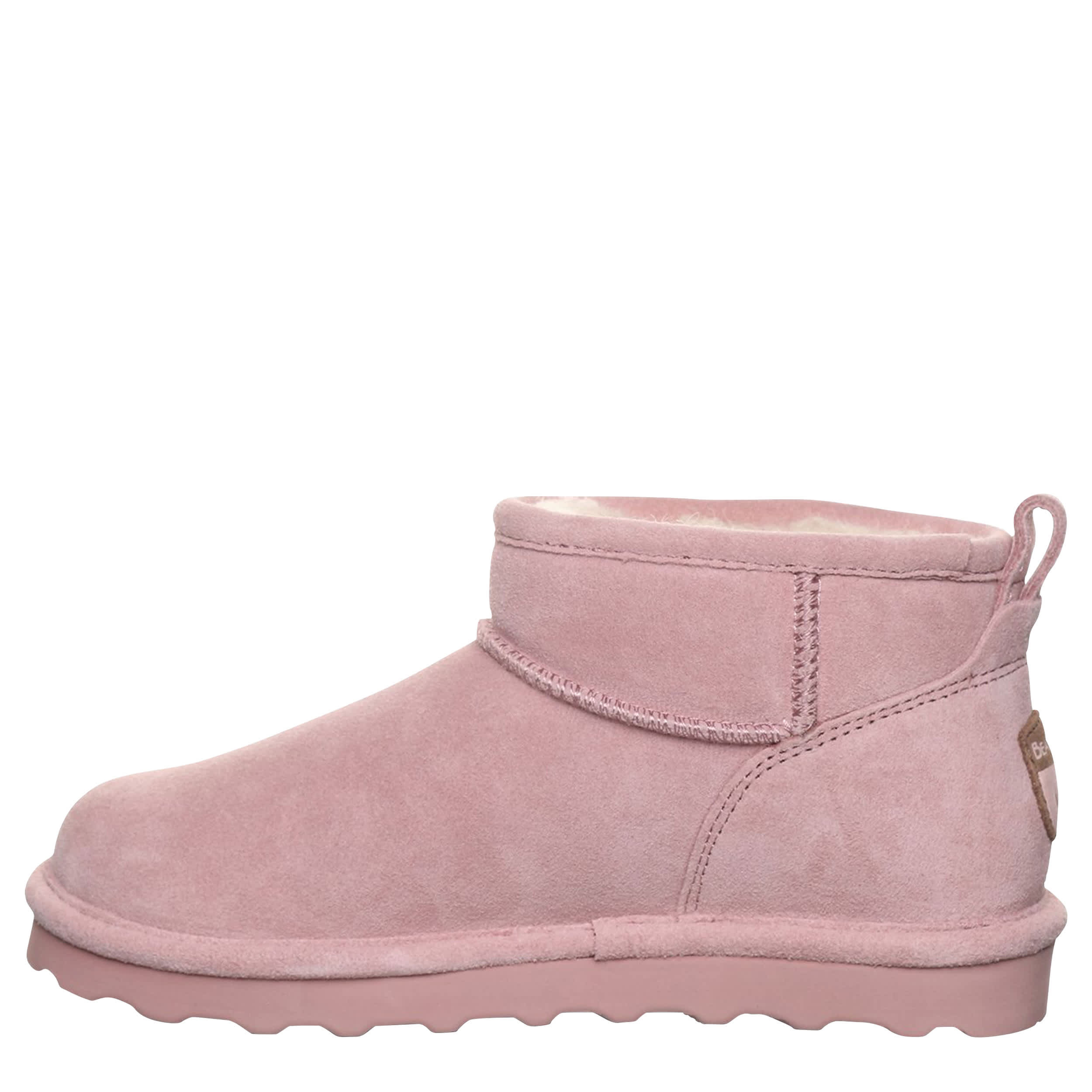 BEARPAW-WOMENS SHORTY FAUX FUR BOOT-PALE PINK & 