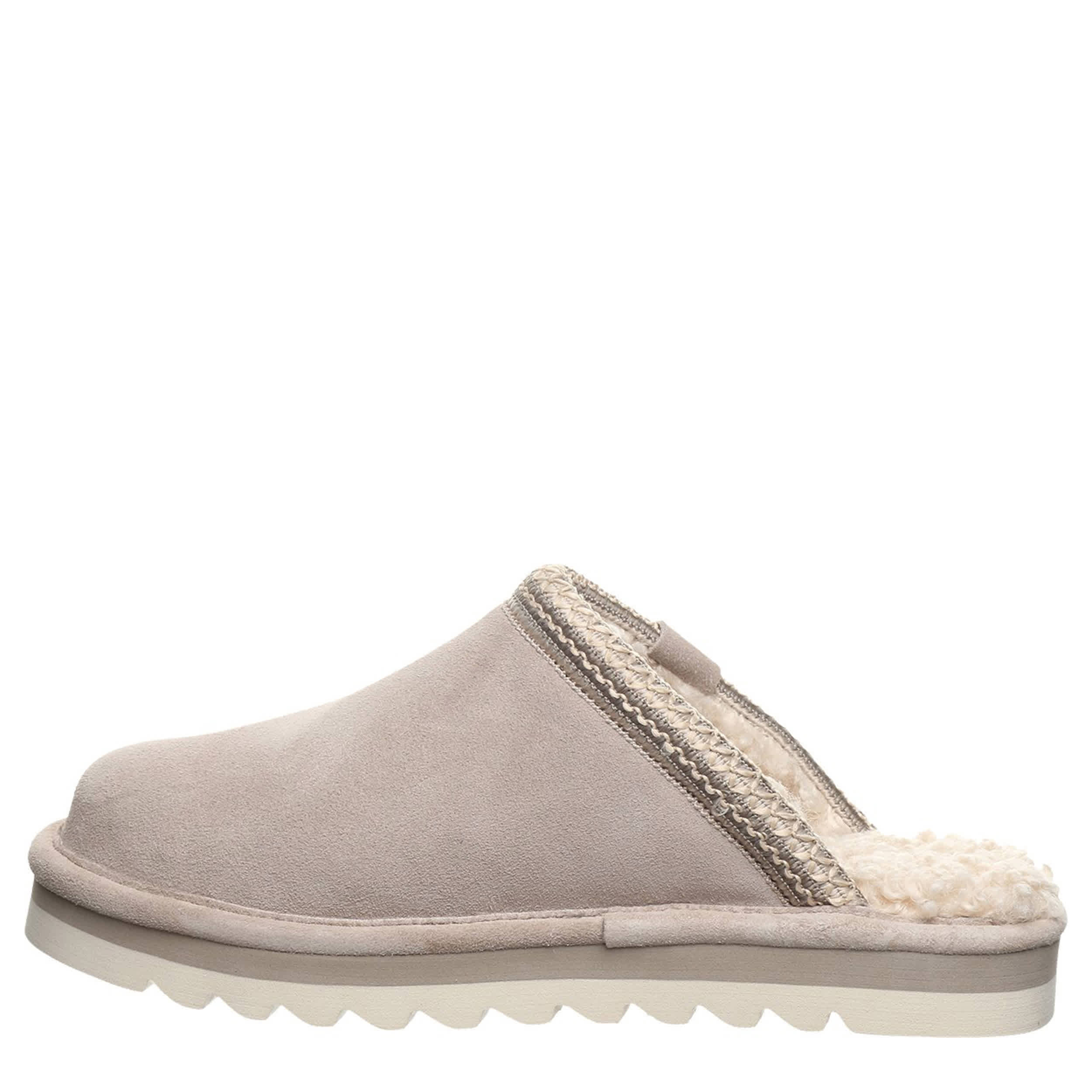 BEARPAW-WOMENS ARDEN WATER RESISTANT FAUX FUR BOOT-STONE & 