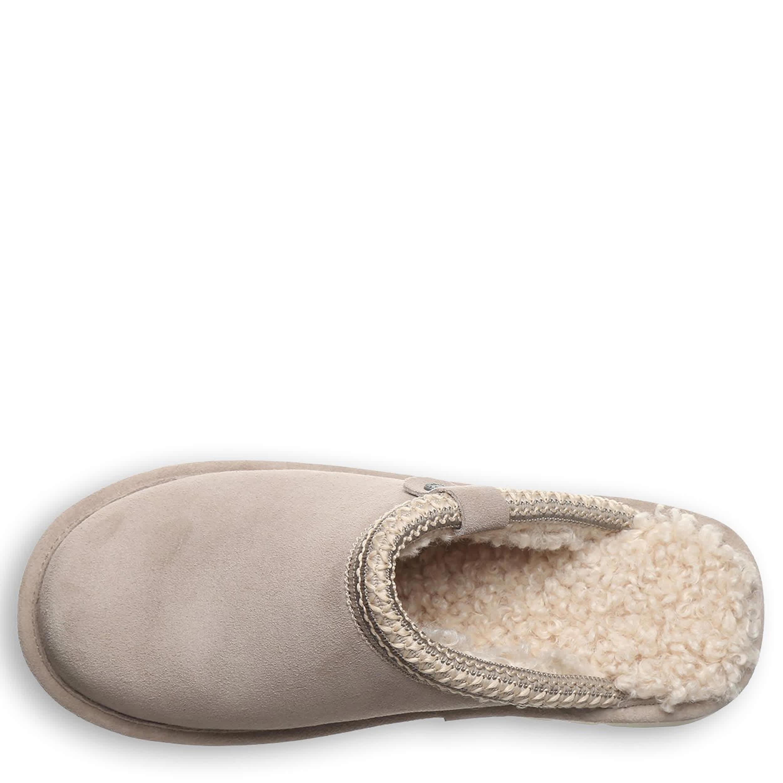 BEARPAW-WOMENS ARDEN WATER RESISTANT FAUX FUR BOOT-STONE & 