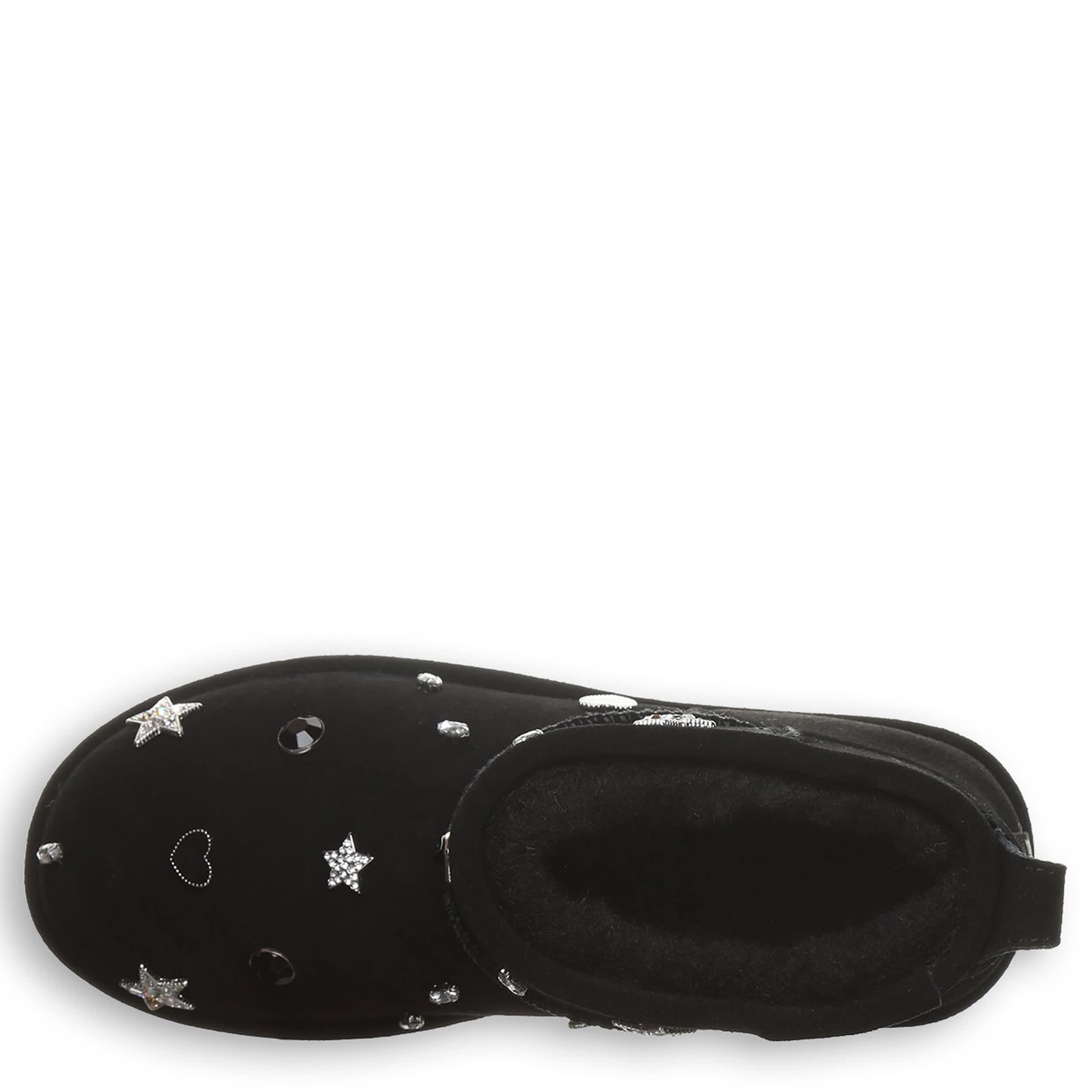 BEARPAW-WOMENS SHORTY NOVA FAUX FUR BOOT-BLACK & 