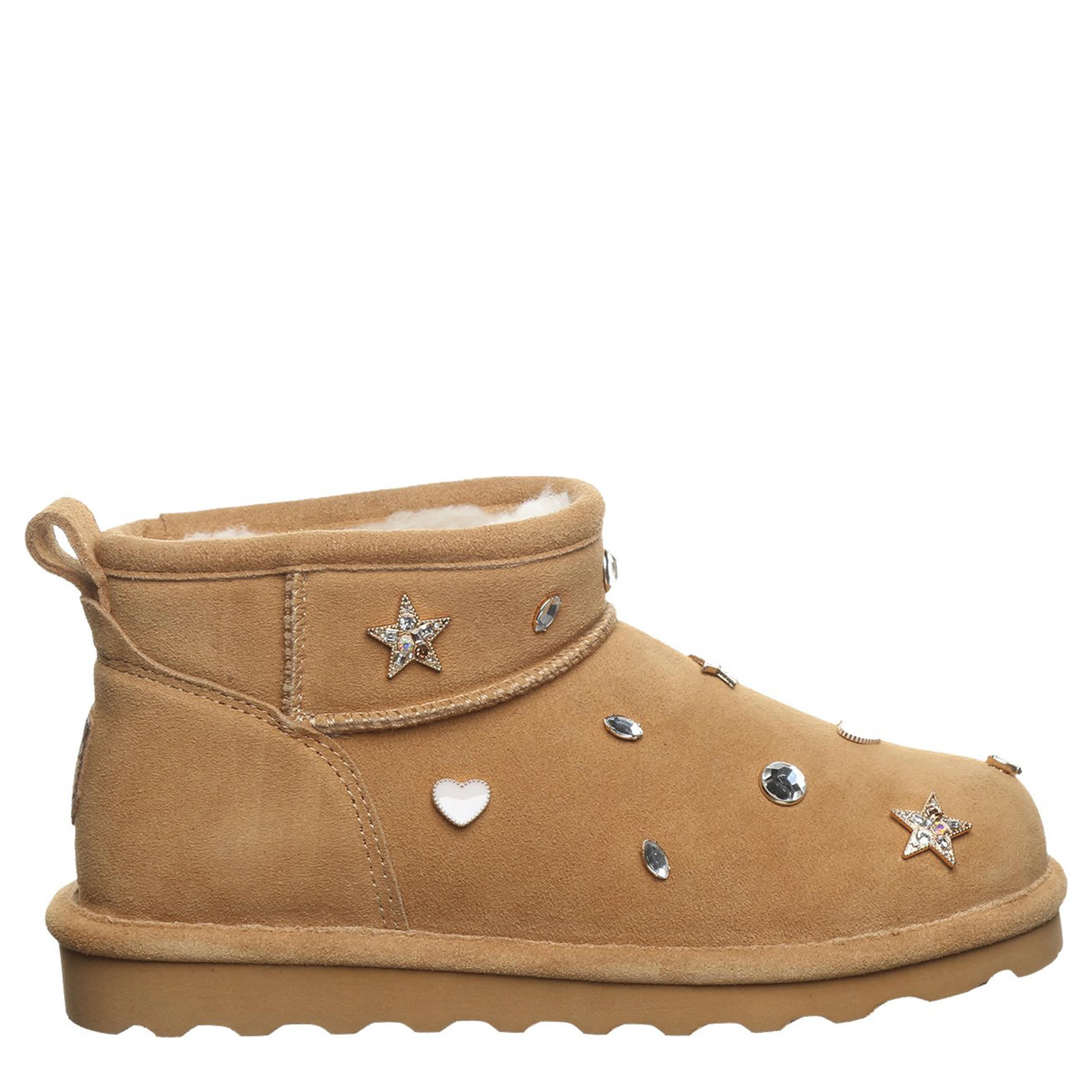 BEARPAW-WOMENS SHORTY NOVA FAUX FUR BOOT-COFFEE & 