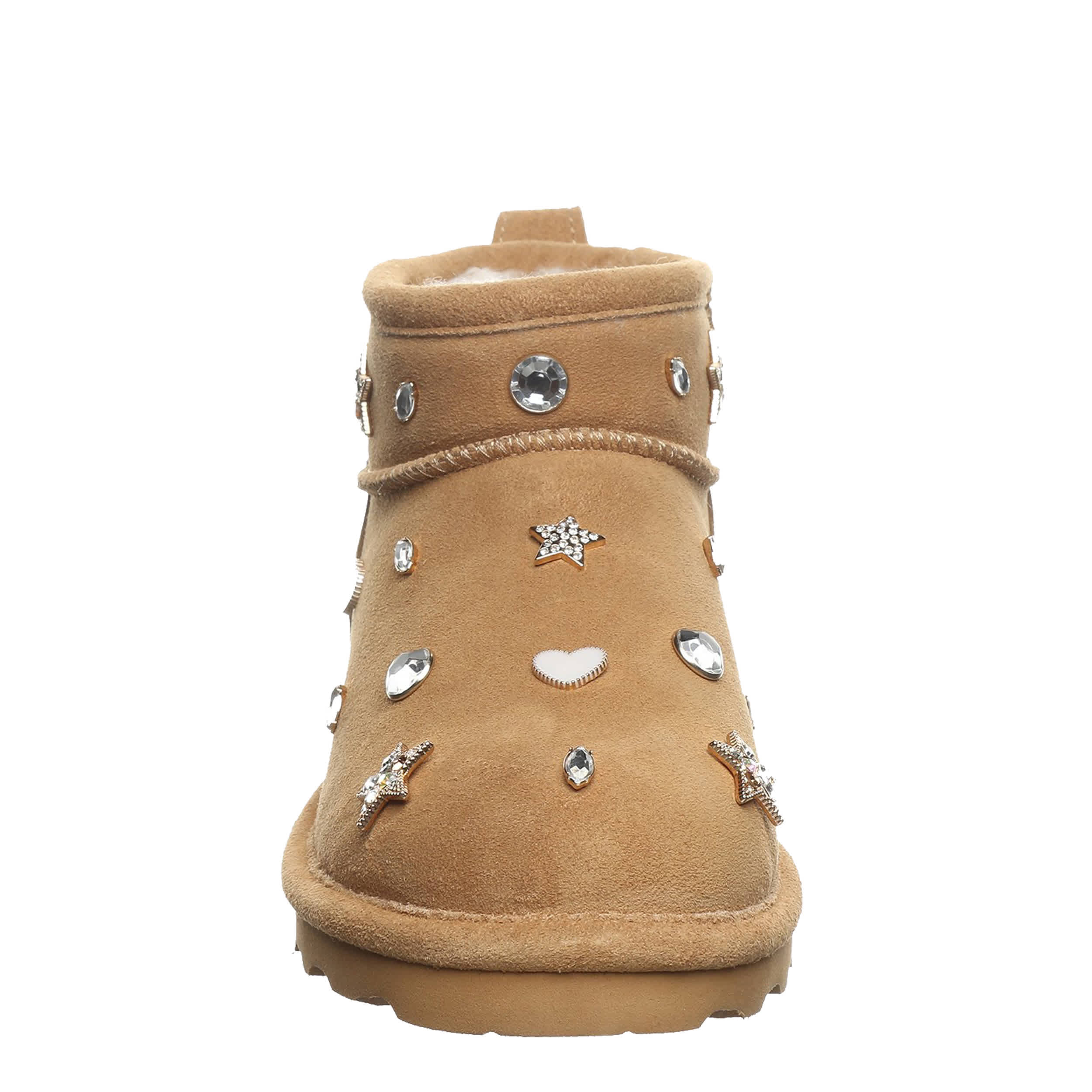 BEARPAW-WOMENS SHORTY NOVA FAUX FUR BOOT-COFFEE & 