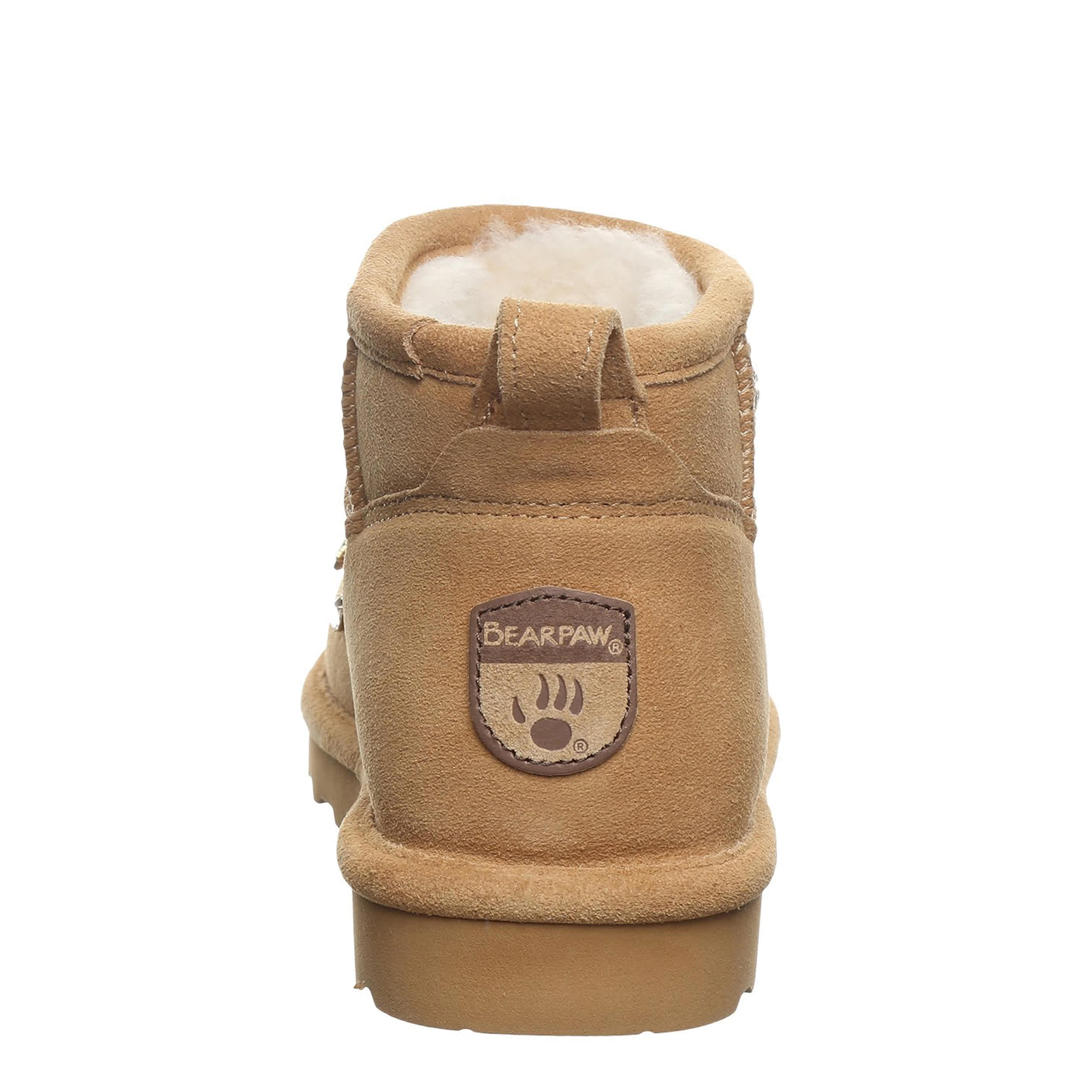 BEARPAW-WOMENS SHORTY NOVA FAUX FUR BOOT-COFFEE & 