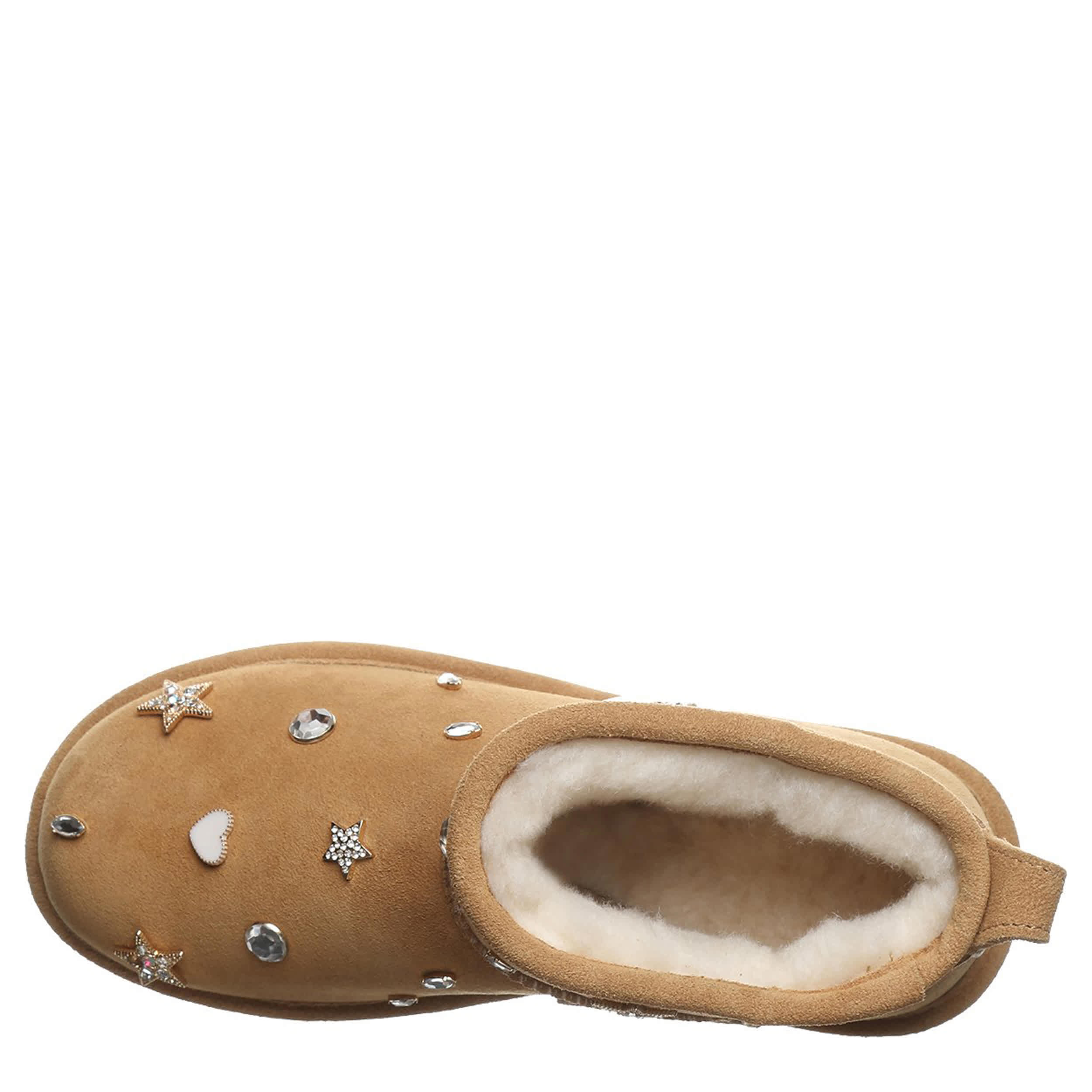 BEARPAW-WOMENS SHORTY NOVA FAUX FUR BOOT-COFFEE & 