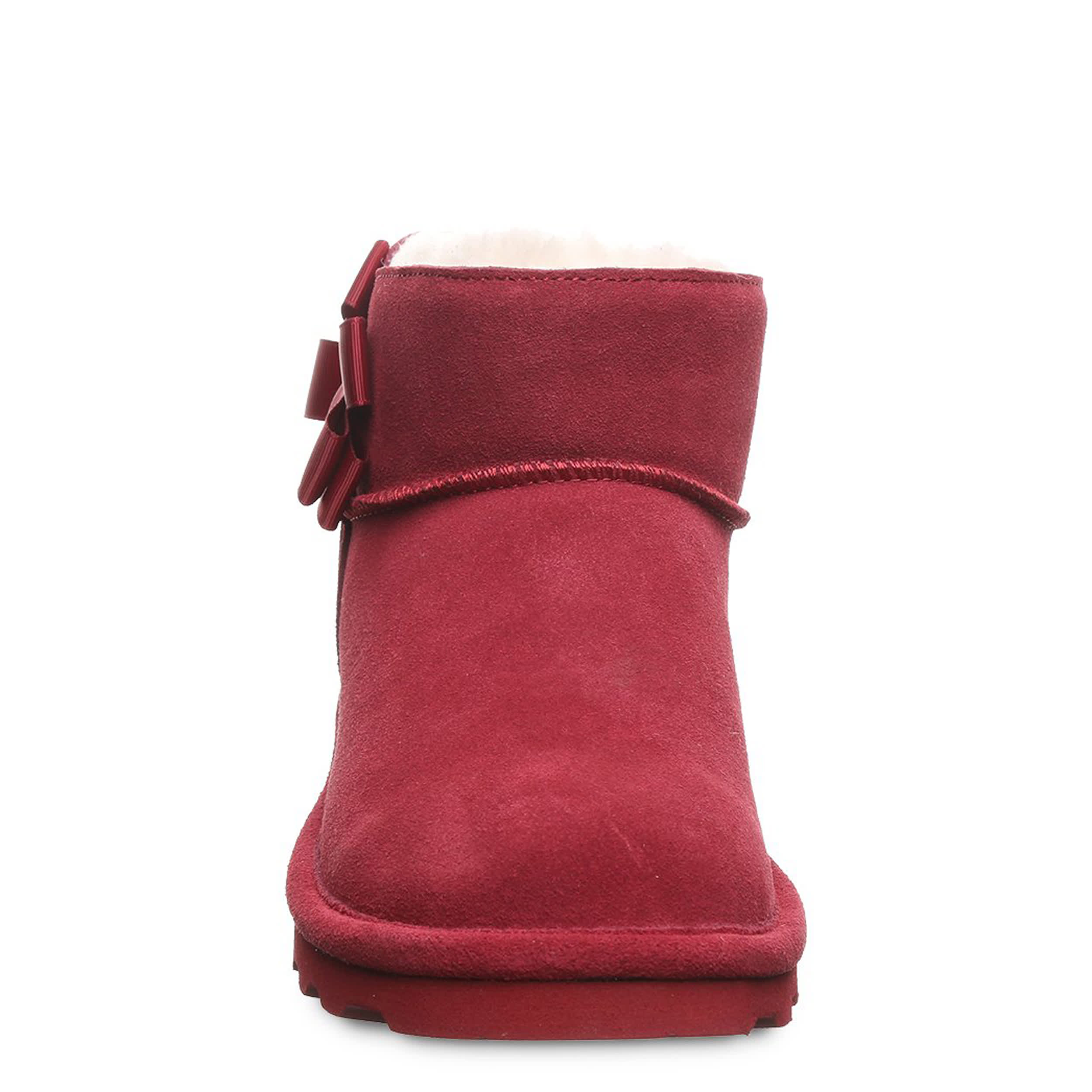 BEARPAW-WOMENS SAIGE FAUX FUR BOOT-DARK RED & 