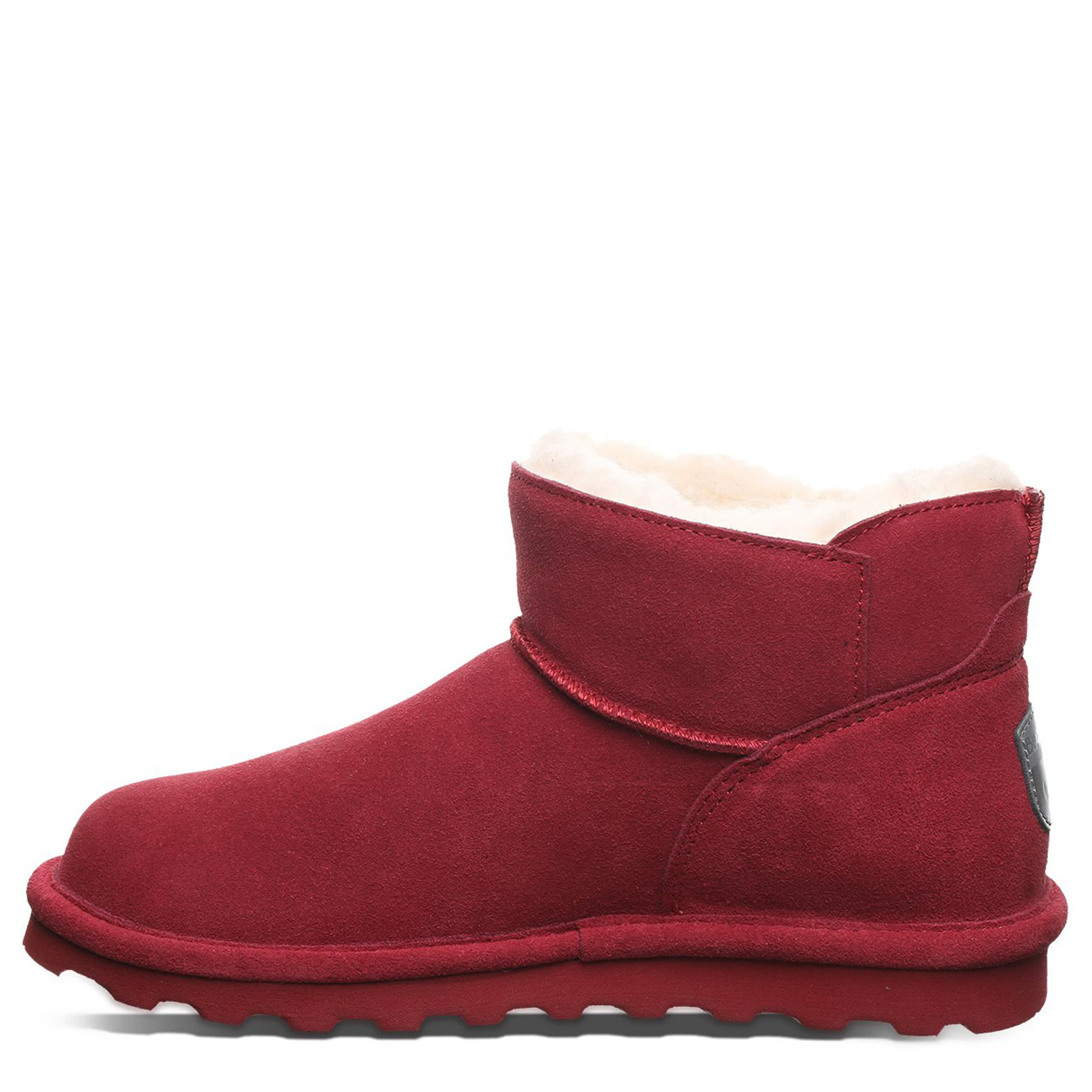 BEARPAW-WOMENS SAIGE FAUX FUR BOOT-DARK RED & 