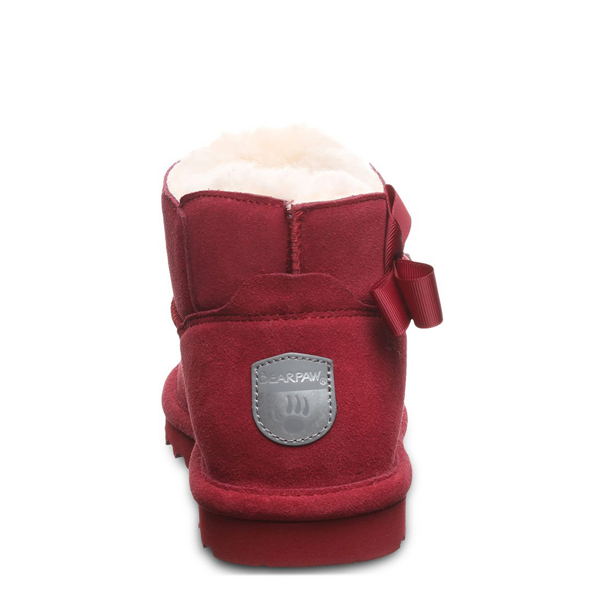 BEARPAW-WOMENS SAIGE FAUX FUR BOOT-DARK RED & 