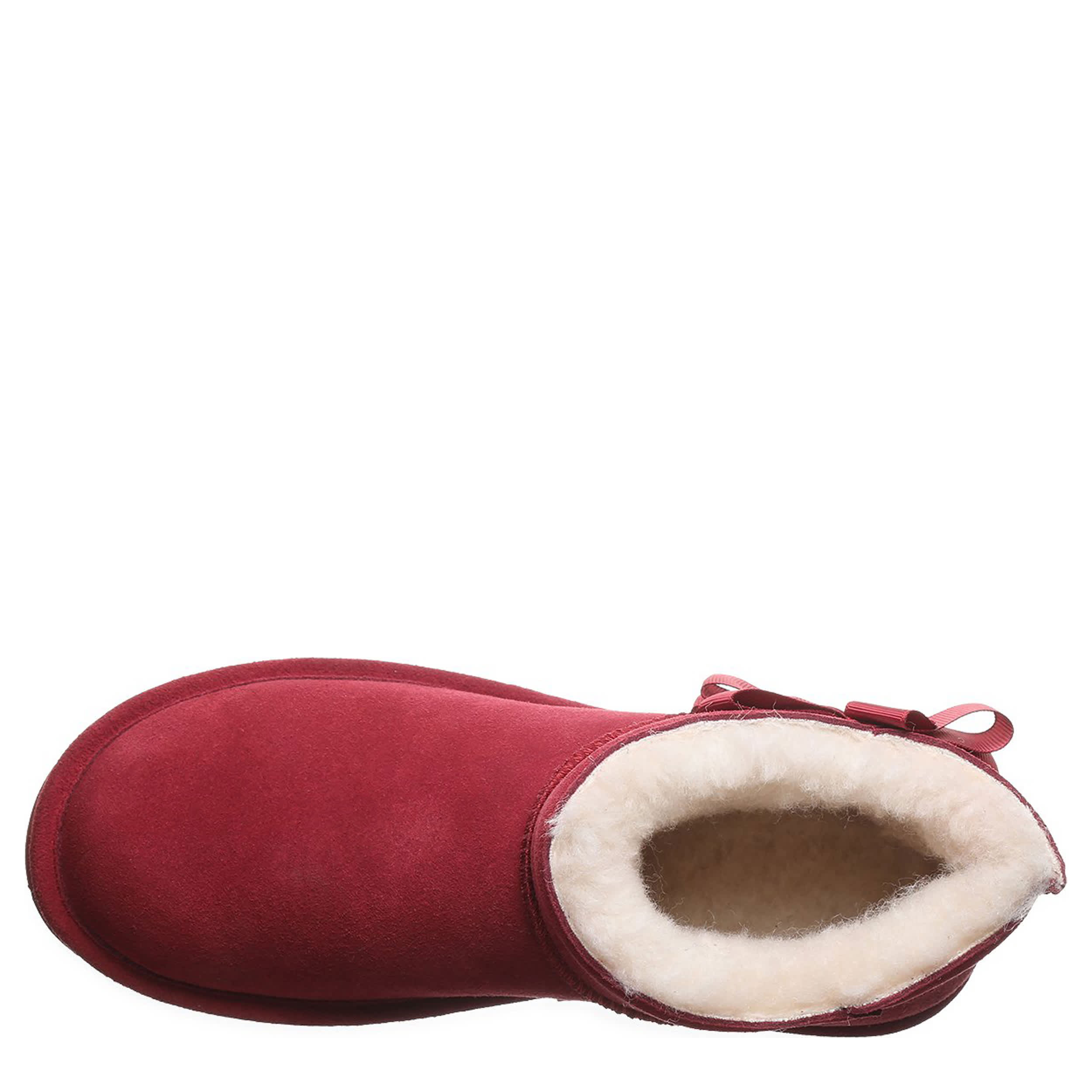 BEARPAW-WOMENS SAIGE FAUX FUR BOOT-DARK RED & 
