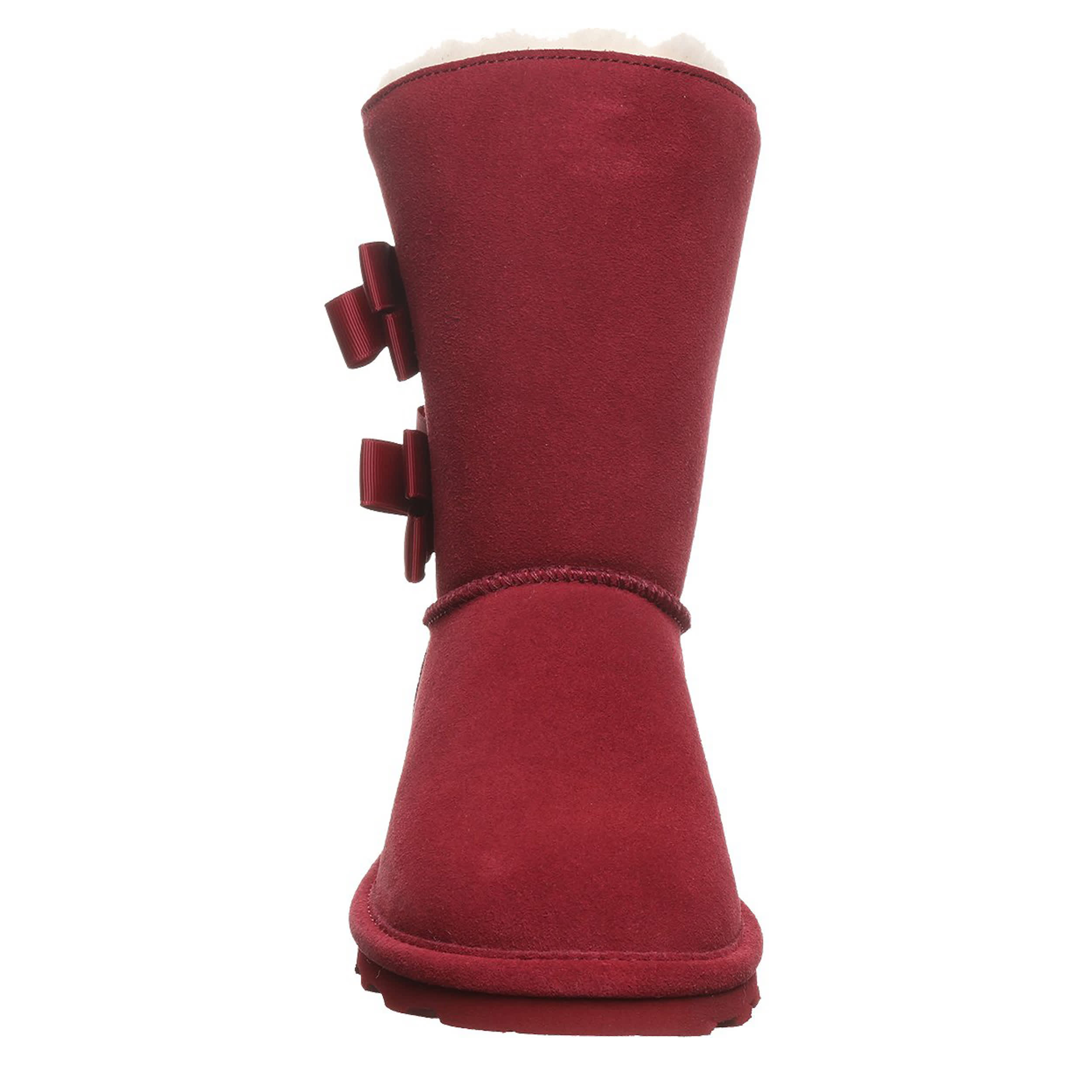 BEARPAW-WOMENS ZARIA FAUX FUR BOOT-DARK RED & 