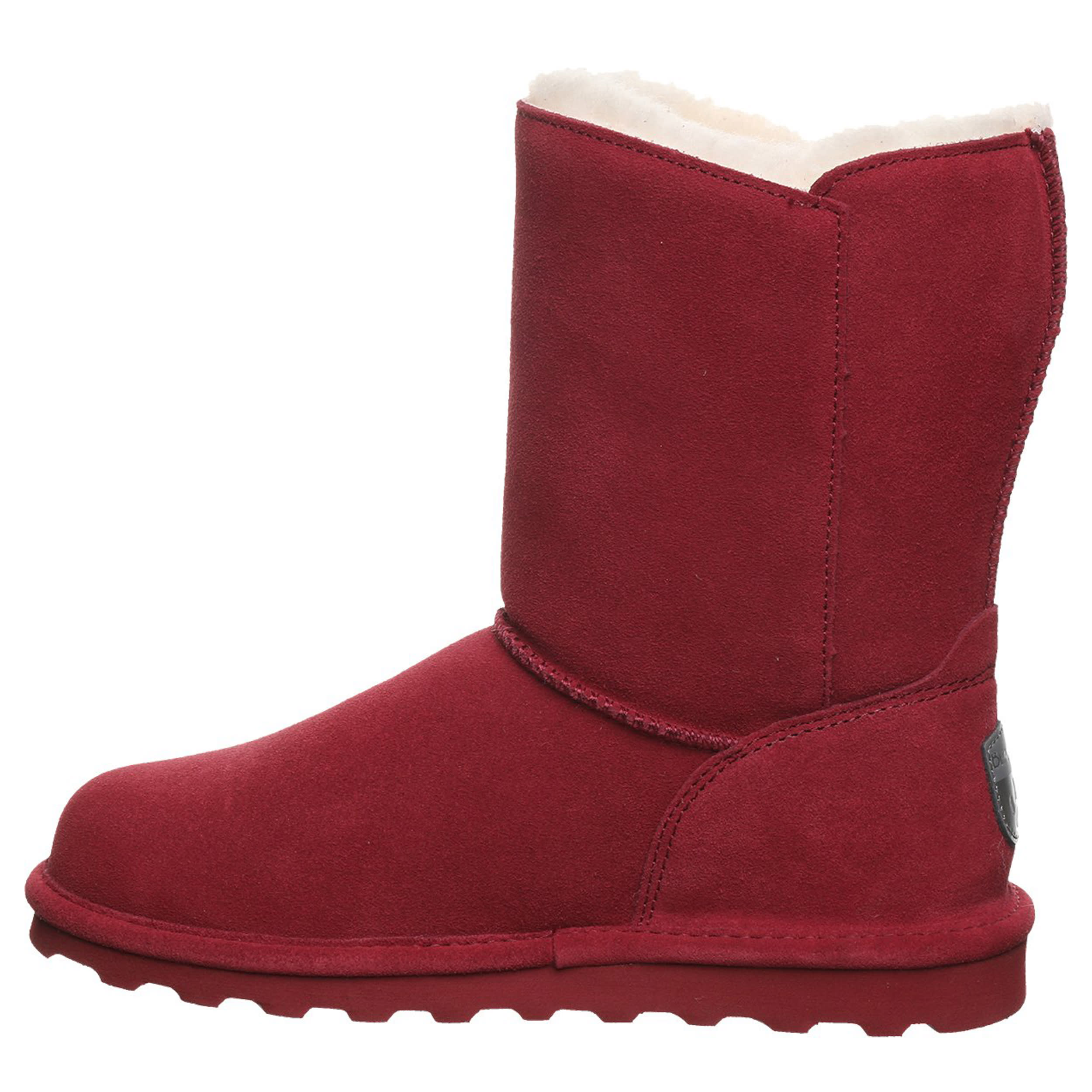 BEARPAW-WOMENS ZARIA FAUX FUR BOOT-DARK RED & 