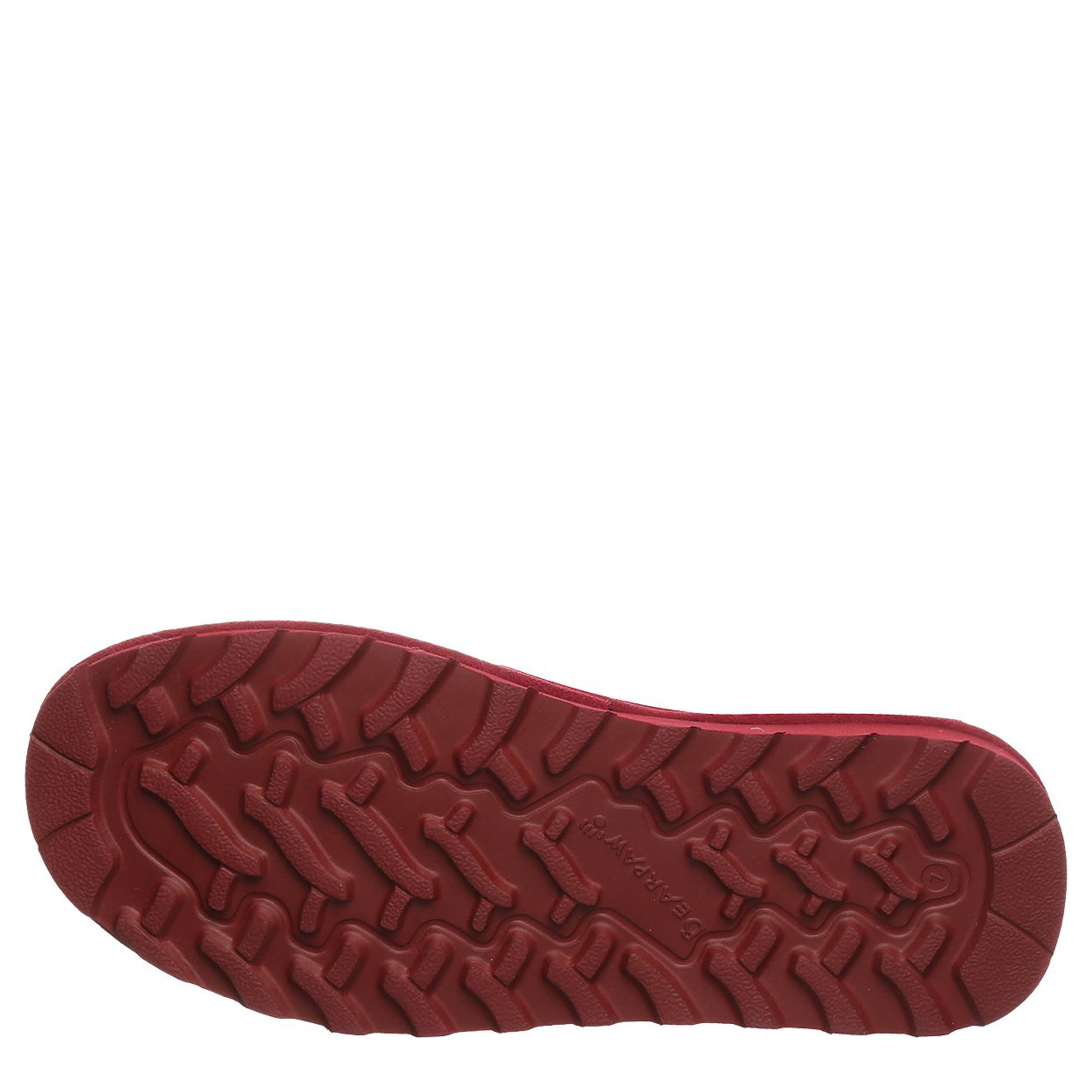 BEARPAW-WOMENS ZARIA FAUX FUR BOOT-DARK RED & 
