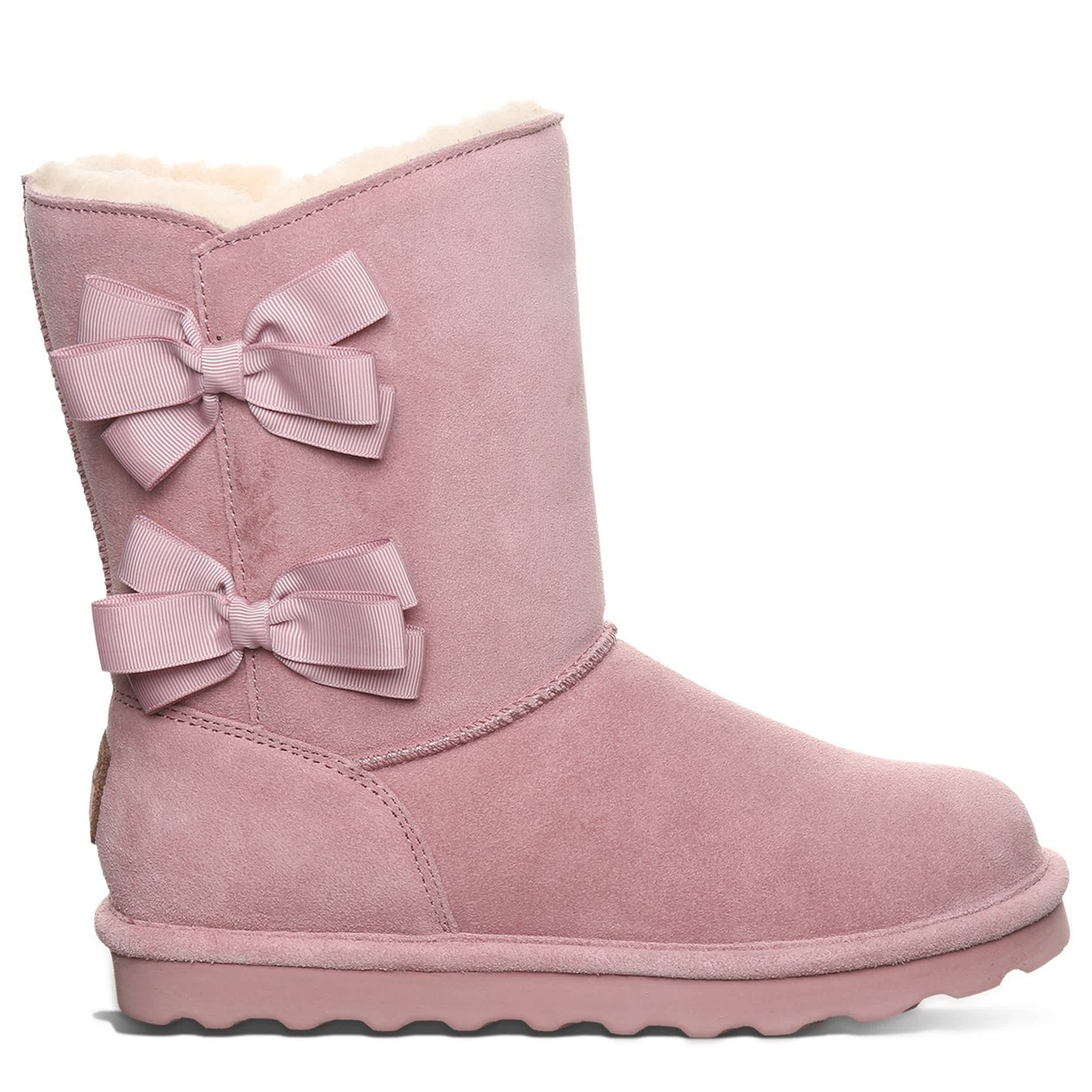 BEARPAW-WOMENS ZARIA FAUX FUR BOOT-PALE PINK & 