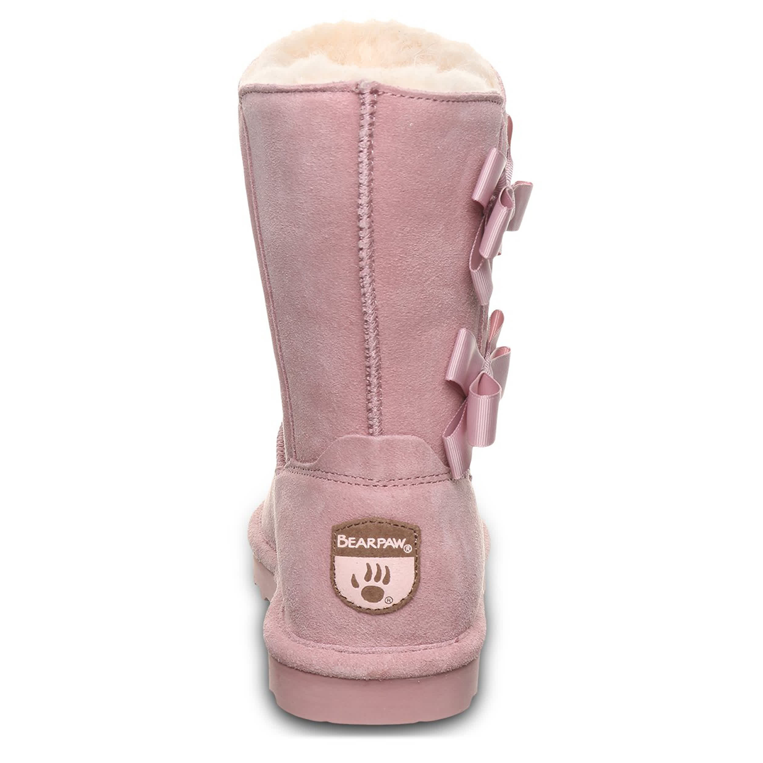 BEARPAW-WOMENS ZARIA FAUX FUR BOOT-PALE PINK & 
