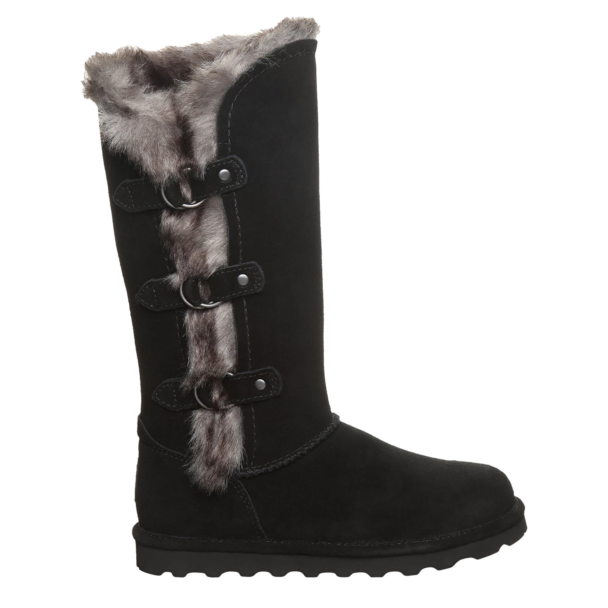 BEARPAW-WOMENS EMERY II FAUX FUR BOOT-BLACK & 