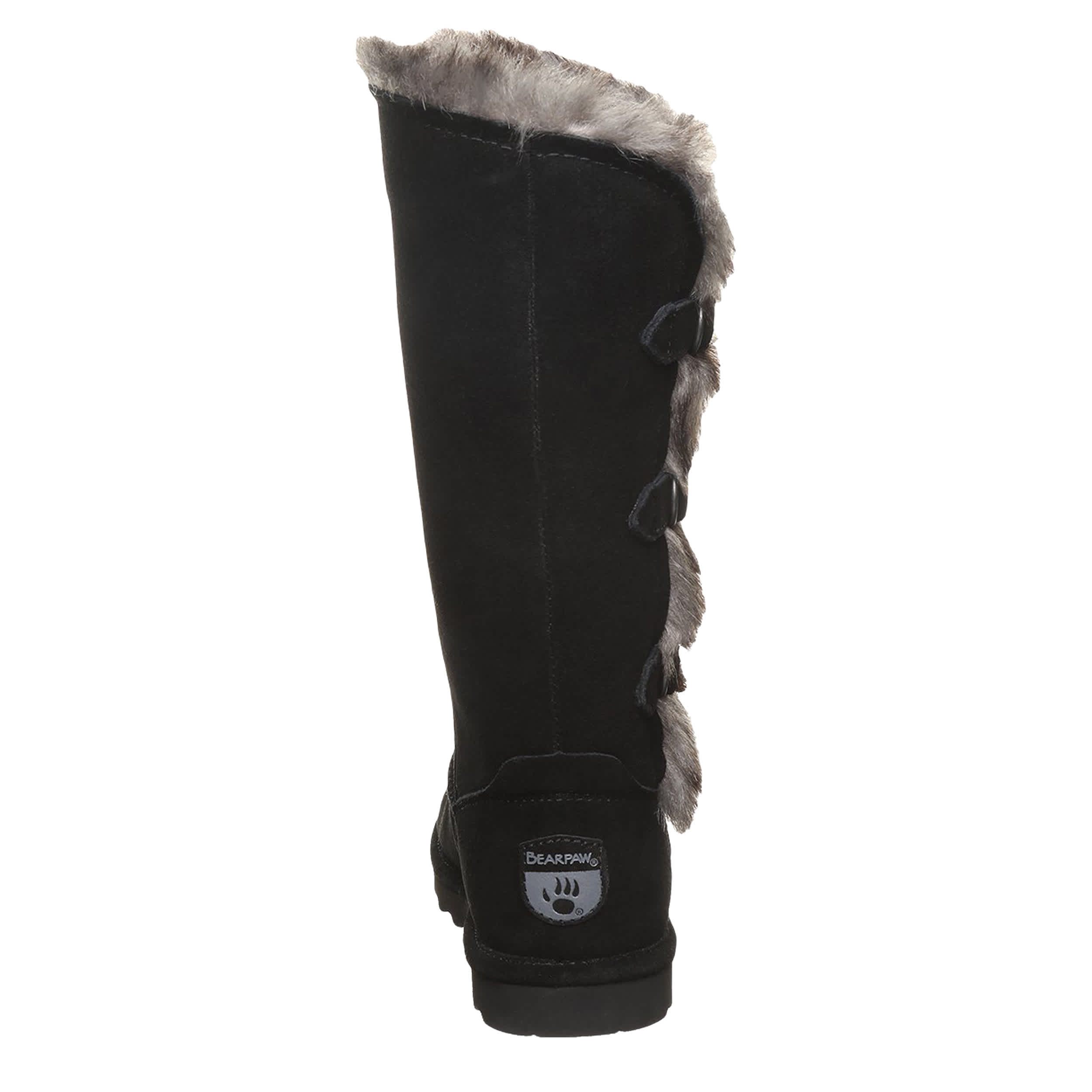 BEARPAW-WOMENS EMERY II FAUX FUR BOOT-BLACK & 