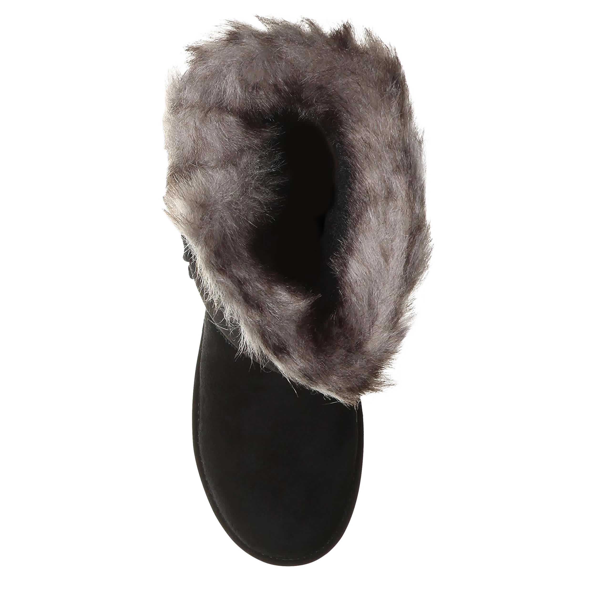BEARPAW-WOMENS EMERY II FAUX FUR BOOT-BLACK & 