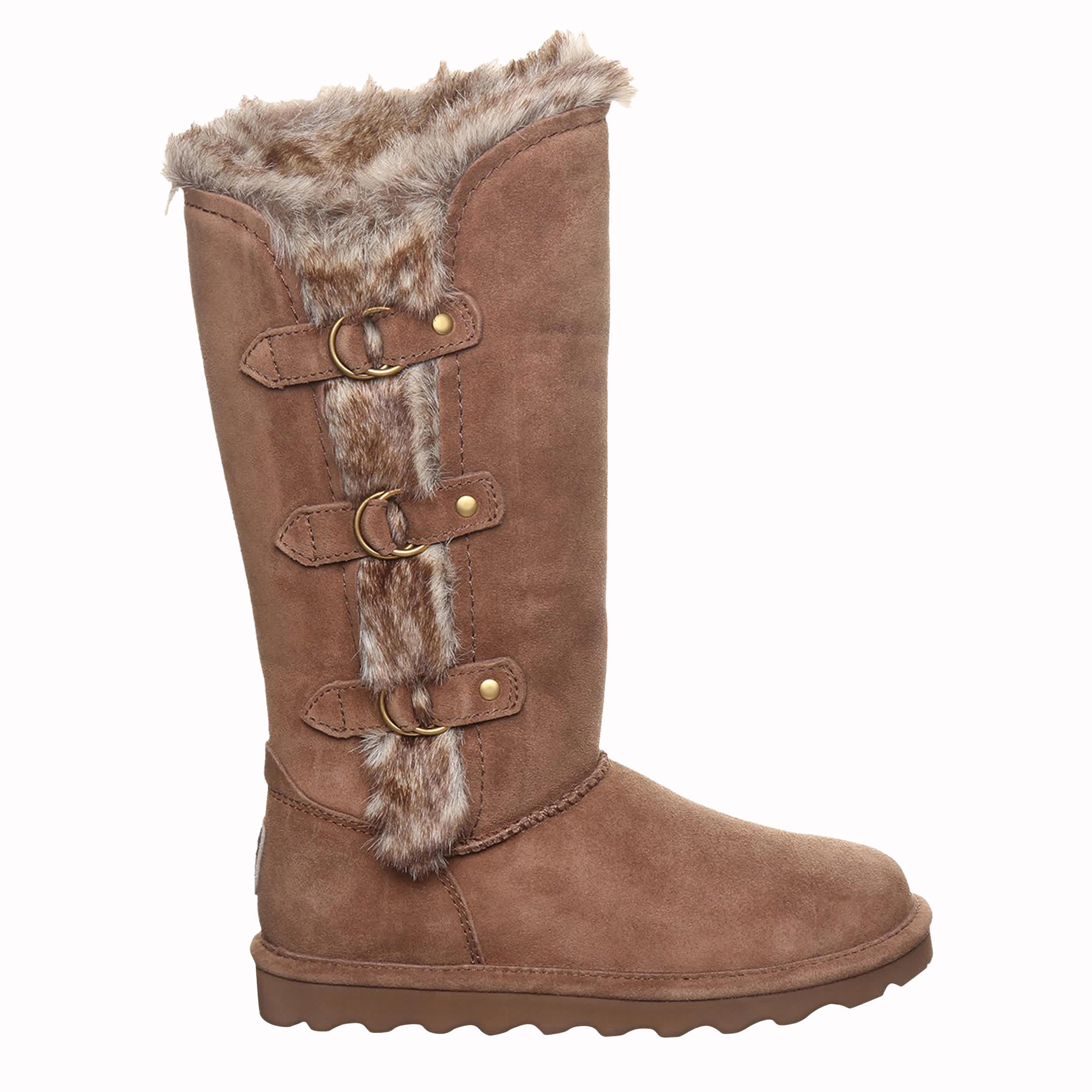 BEARPAW-WOMENS EMERY II FAUX FUR BOOT-CHOCOLATE & 