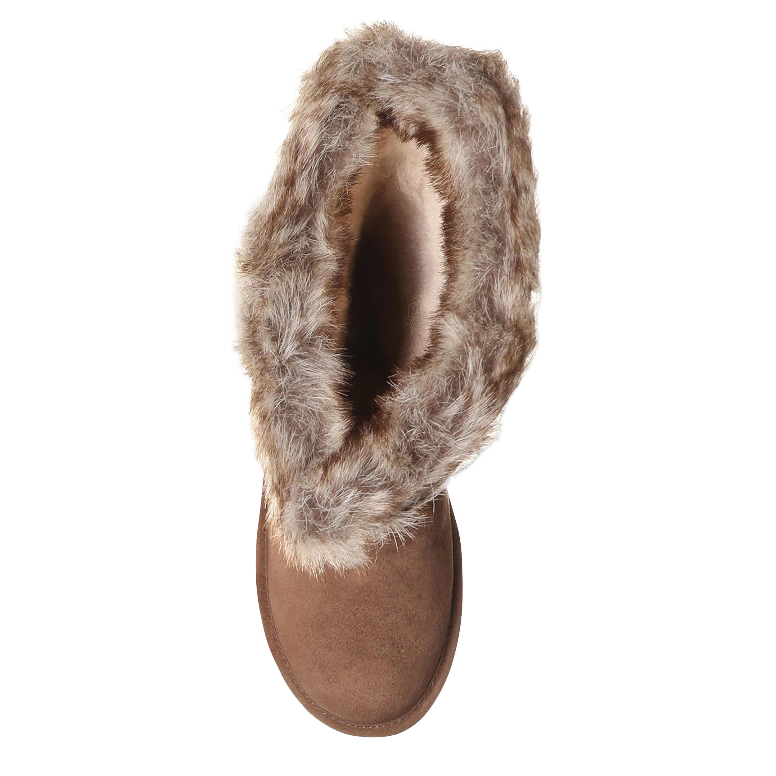 BEARPAW-WOMENS EMERY II FAUX FUR BOOT-CHOCOLATE & 