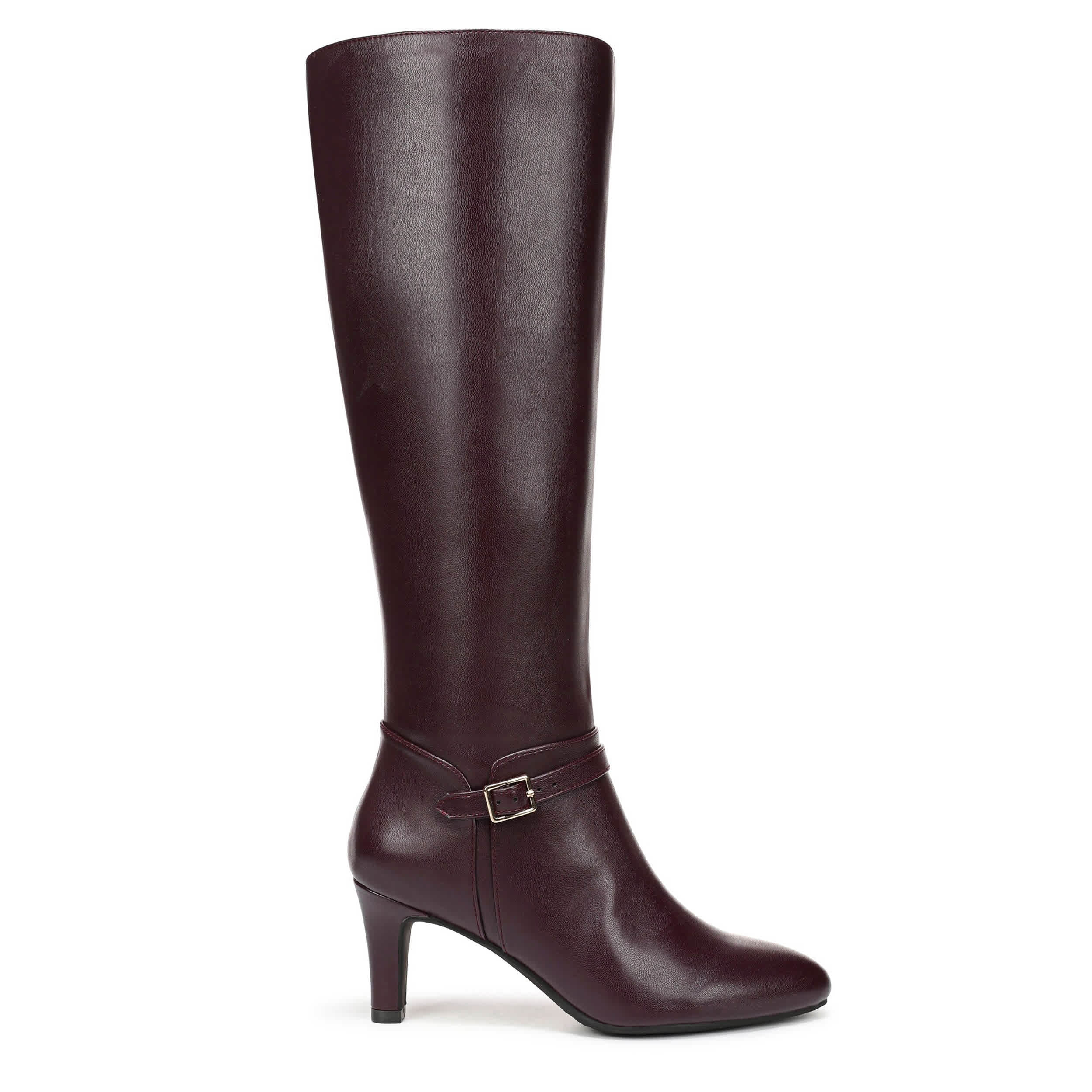 LIFESTRIDE-WOMENS GLENORE DRESS BOOT WIDE SHAFT-CHOCOLATE & 