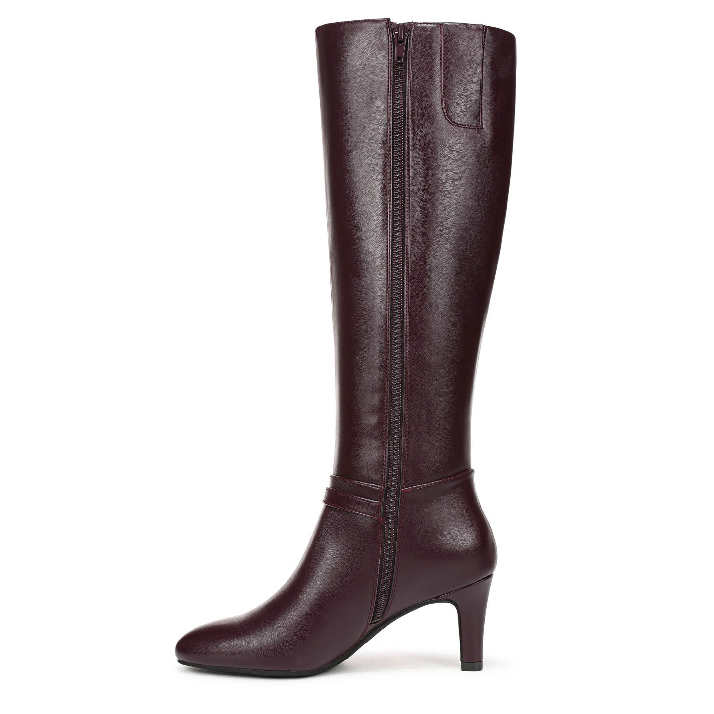 LIFESTRIDE-WOMENS GLENORE DRESS BOOT WIDE SHAFT-CHOCOLATE & 