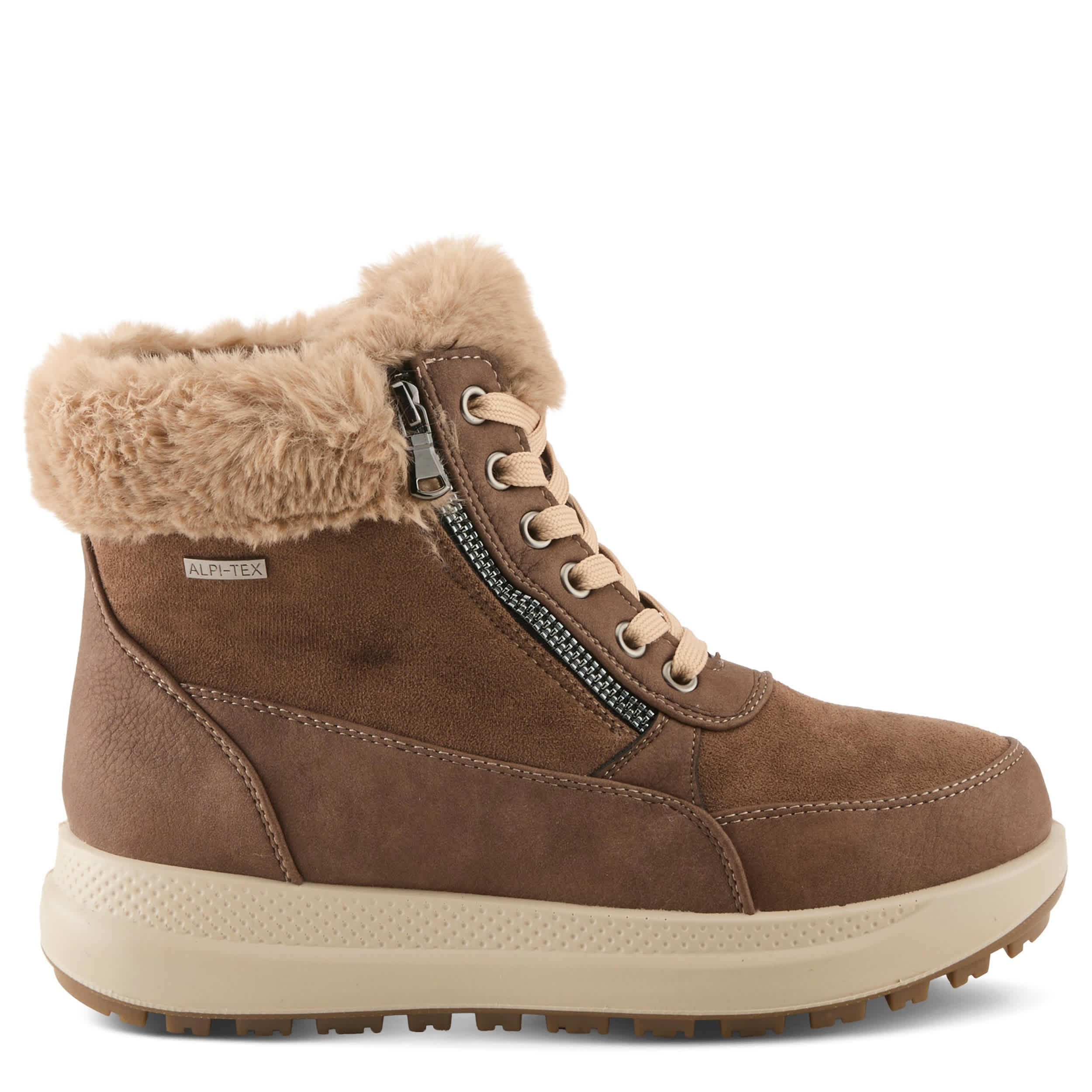 Flexus-WOMENS BURRELL LACE UP BOOT-BROWN & 