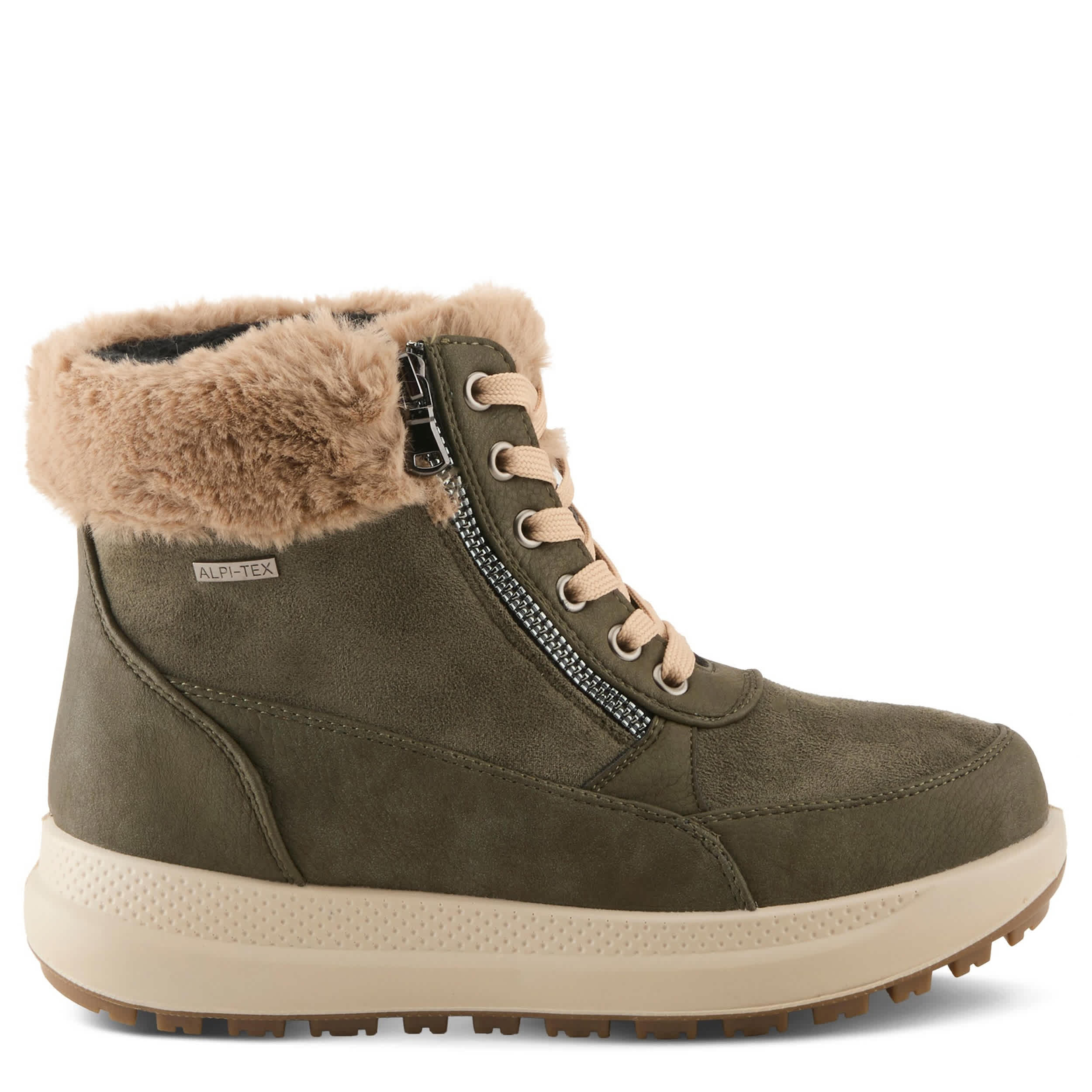 Flexus-WOMENS BURRELL LACE UP BOOT-OLIVE & 