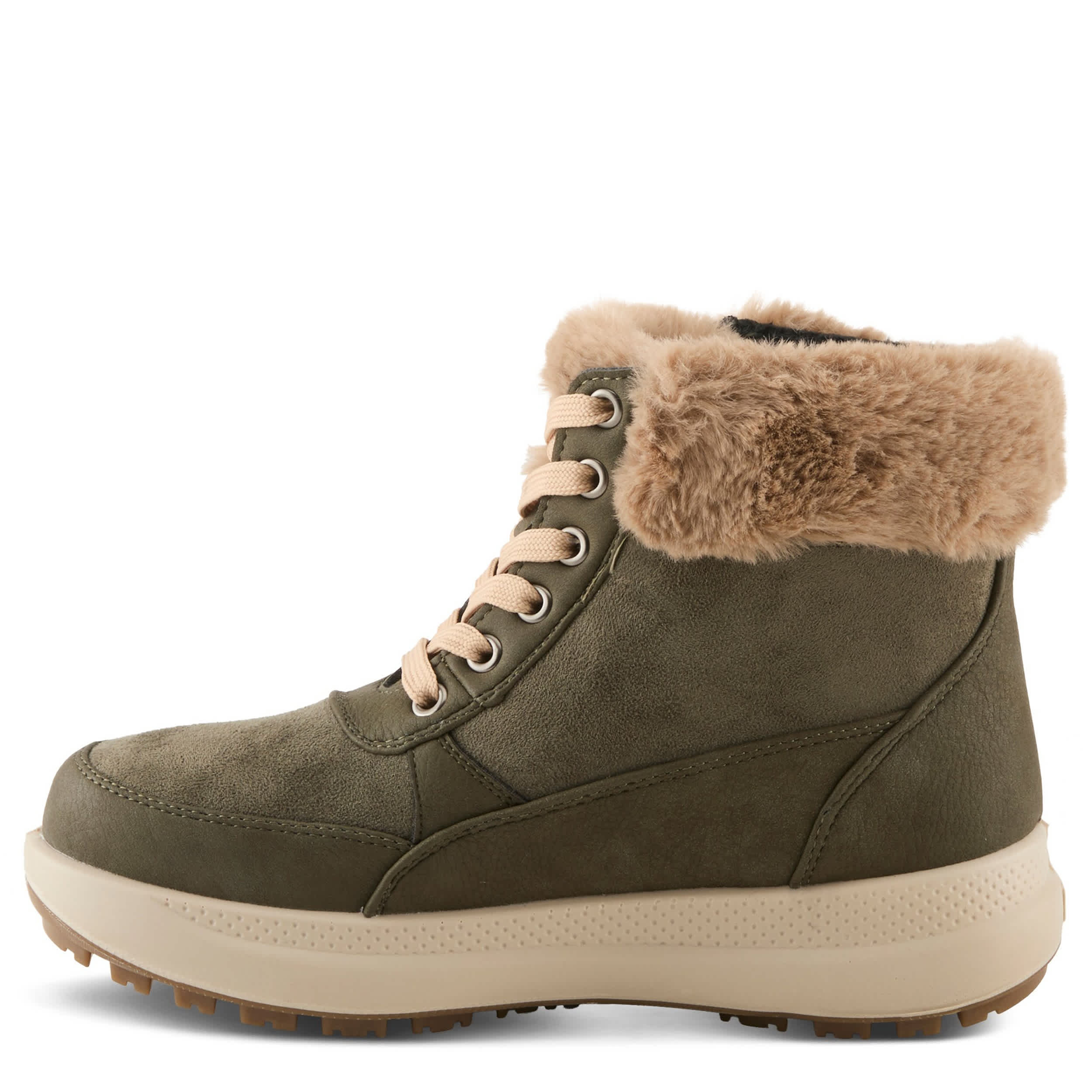 Flexus-WOMENS BURRELL LACE UP BOOT-OLIVE & 