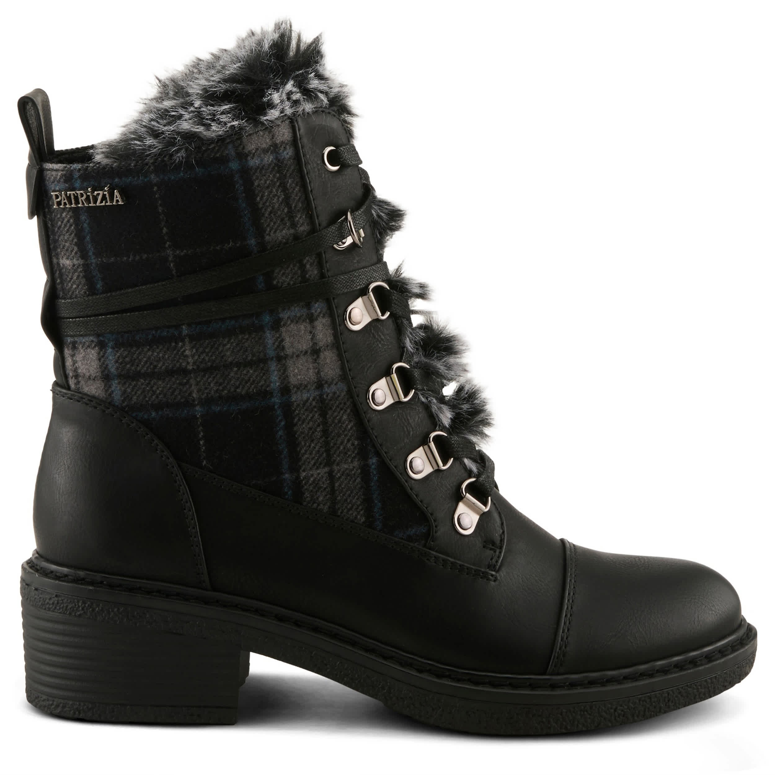 PATRIZIA-WOMENS HILVIA-FLANY BOOTIE-BLACK & PLAID