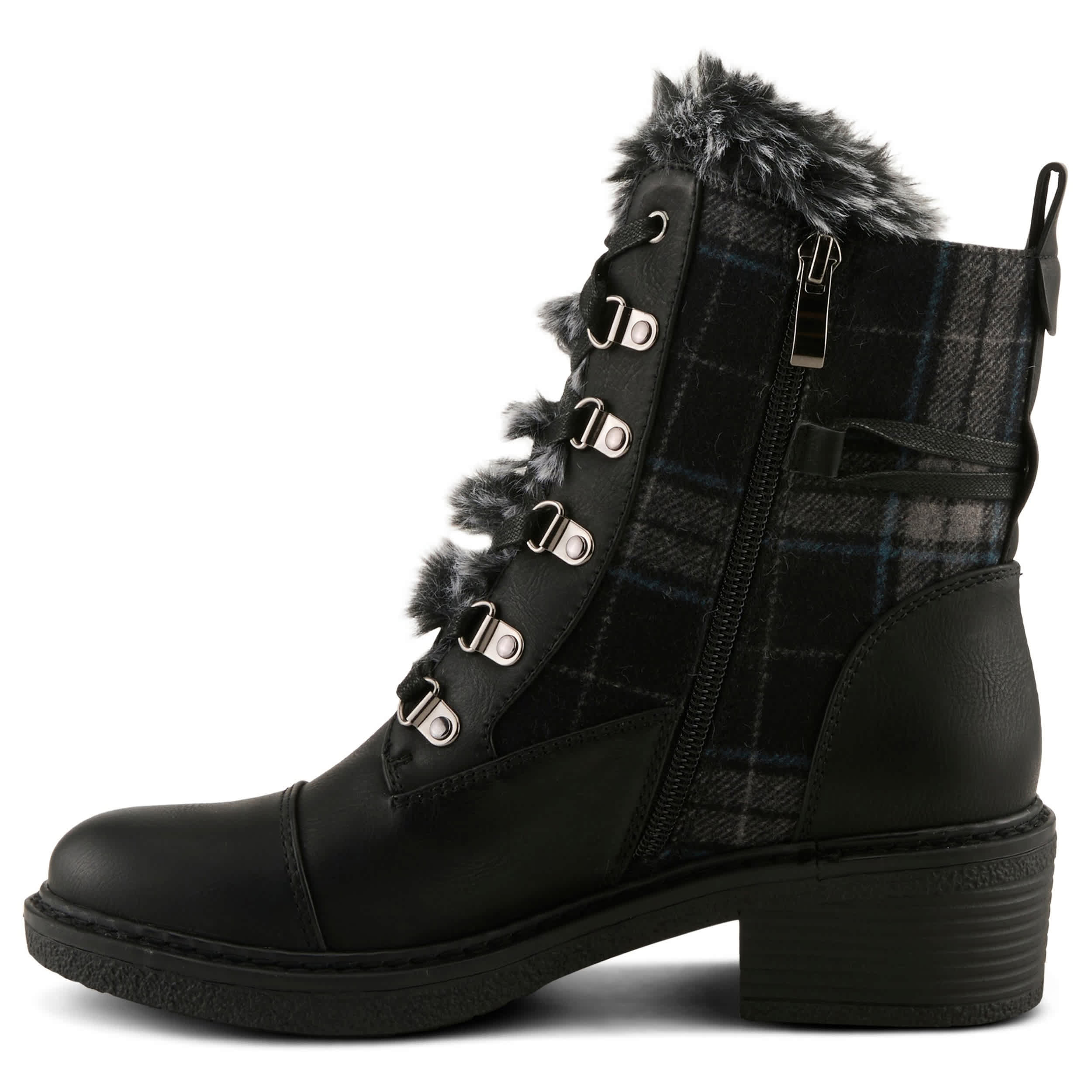PATRIZIA-WOMENS HILVIA-FLANY BOOTIE-BLACK & PLAID