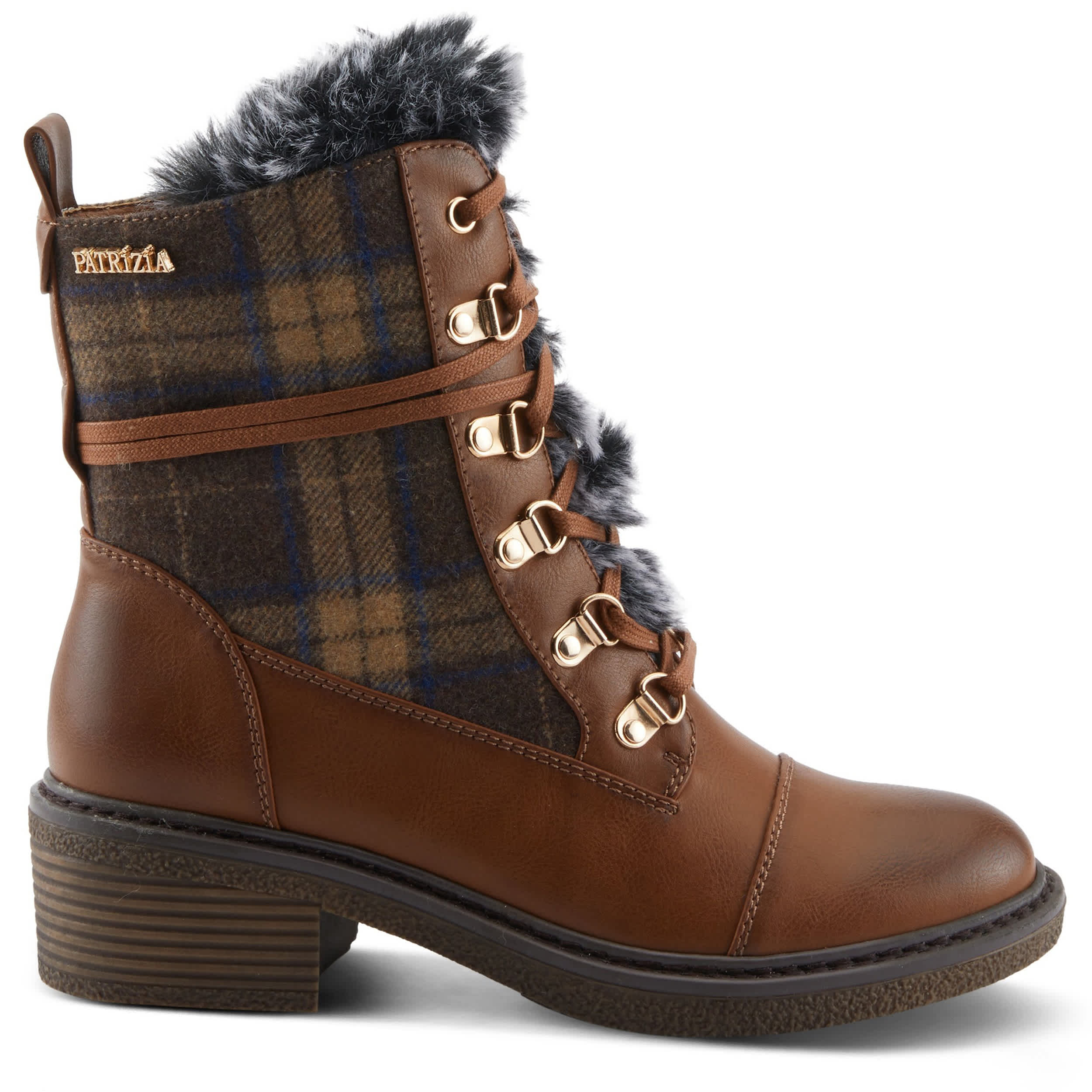PATRIZIA-WOMENS HILVIA-FLANY BOOTIE-BROWN & PLAID