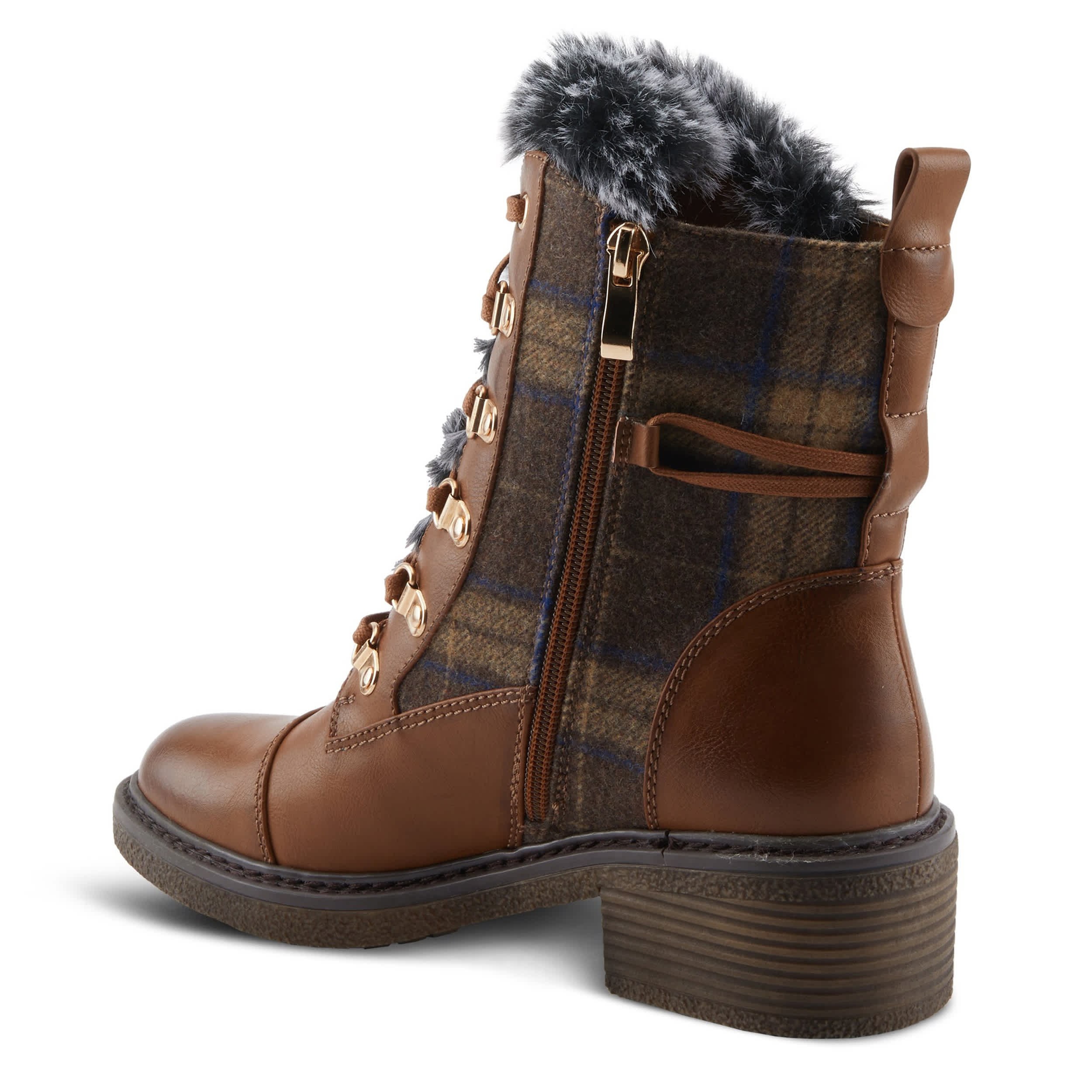 PATRIZIA-WOMENS HILVIA-FLANY BOOTIE-BROWN & PLAID