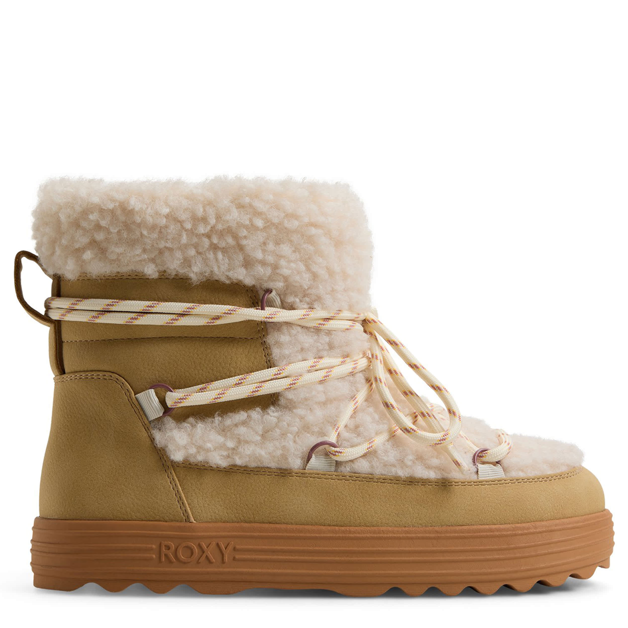 ROXY-WOMENS HOT COCOA FAUX FUR ANKLE BOOT-TAN & 