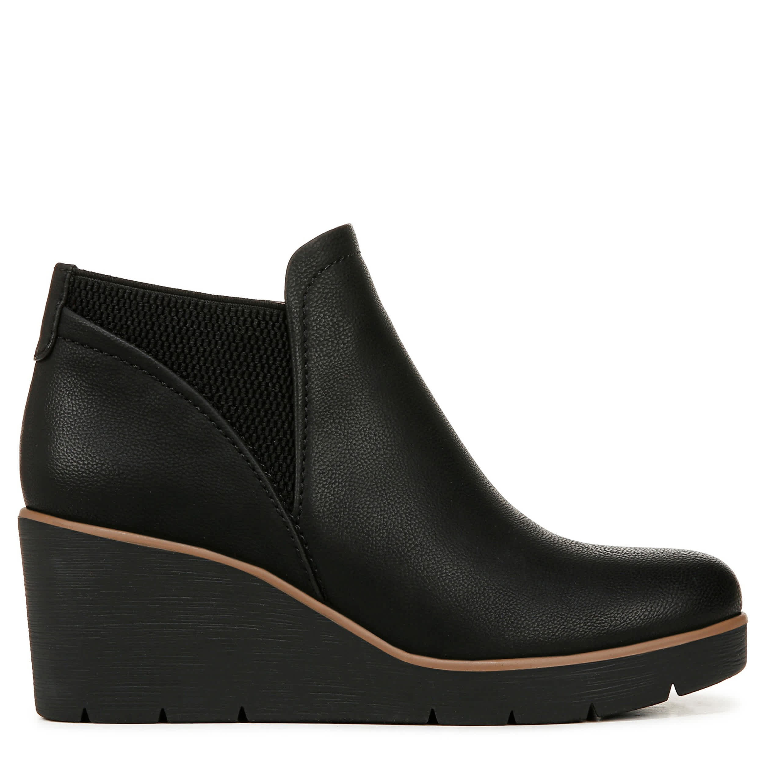 NATURAL SOUL BY NATURALIZER-WOMENS AFFIRM WEDGE BOOTIE-BLACK & 