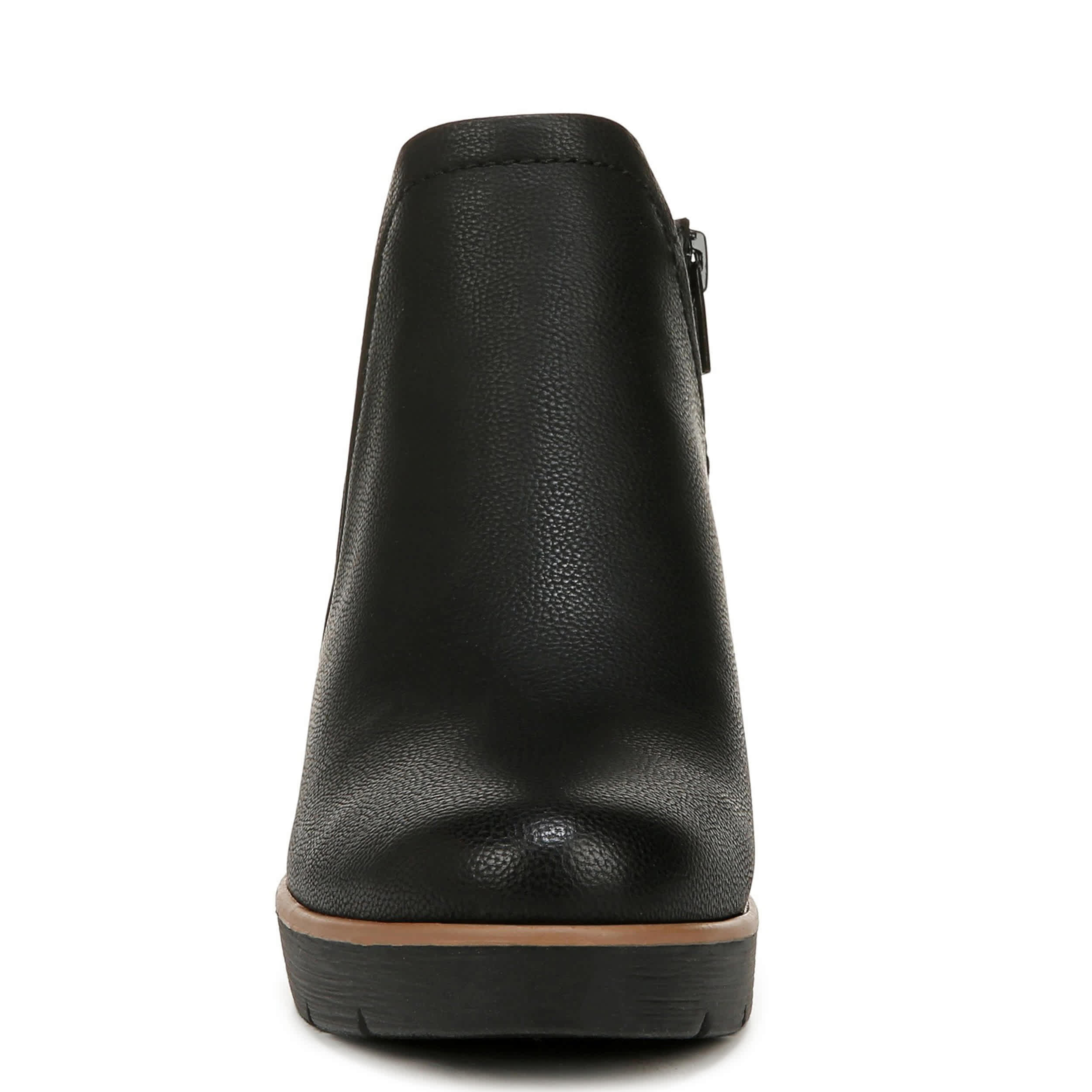 NATURAL SOUL BY NATURALIZER-WOMENS AFFIRM WEDGE BOOTIE-BLACK & 