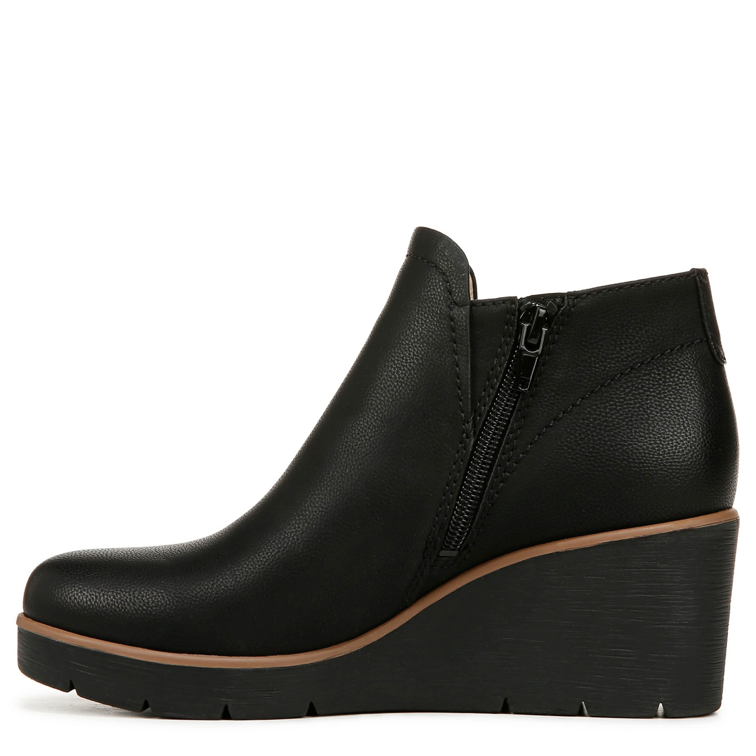 NATURAL SOUL BY NATURALIZER-WOMENS AFFIRM WEDGE BOOTIE-BLACK & 