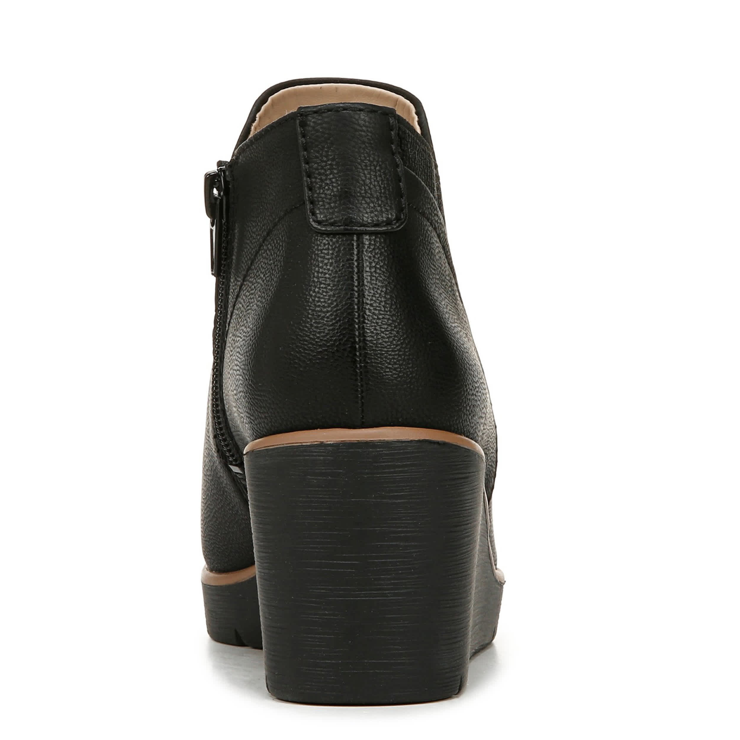 NATURAL SOUL BY NATURALIZER-WOMENS AFFIRM WEDGE BOOTIE-BLACK & 