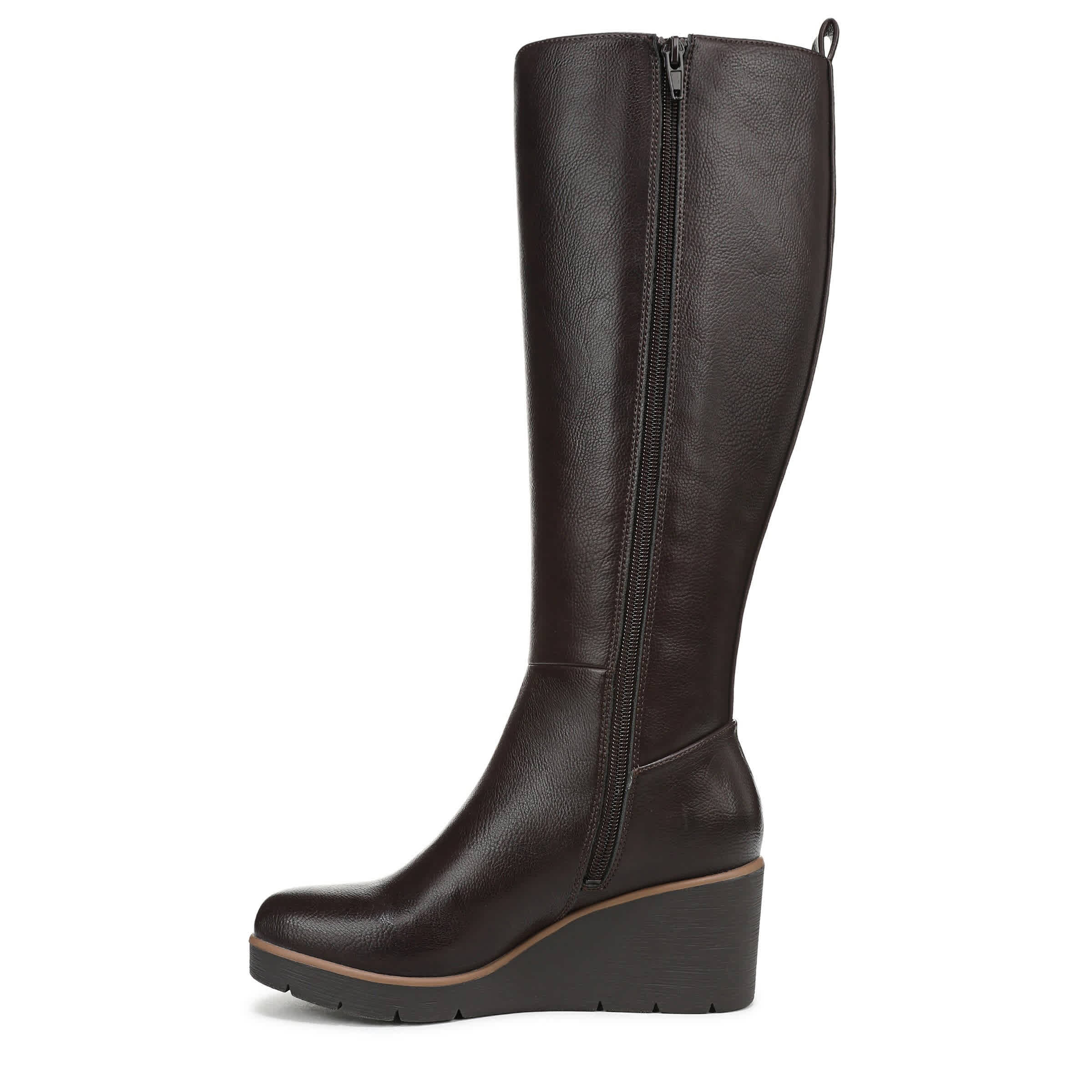 NATURAL SOUL BY NATURALIZER-WOMENS ADRIAN WEDGE BOOT-DARK BROWN & 