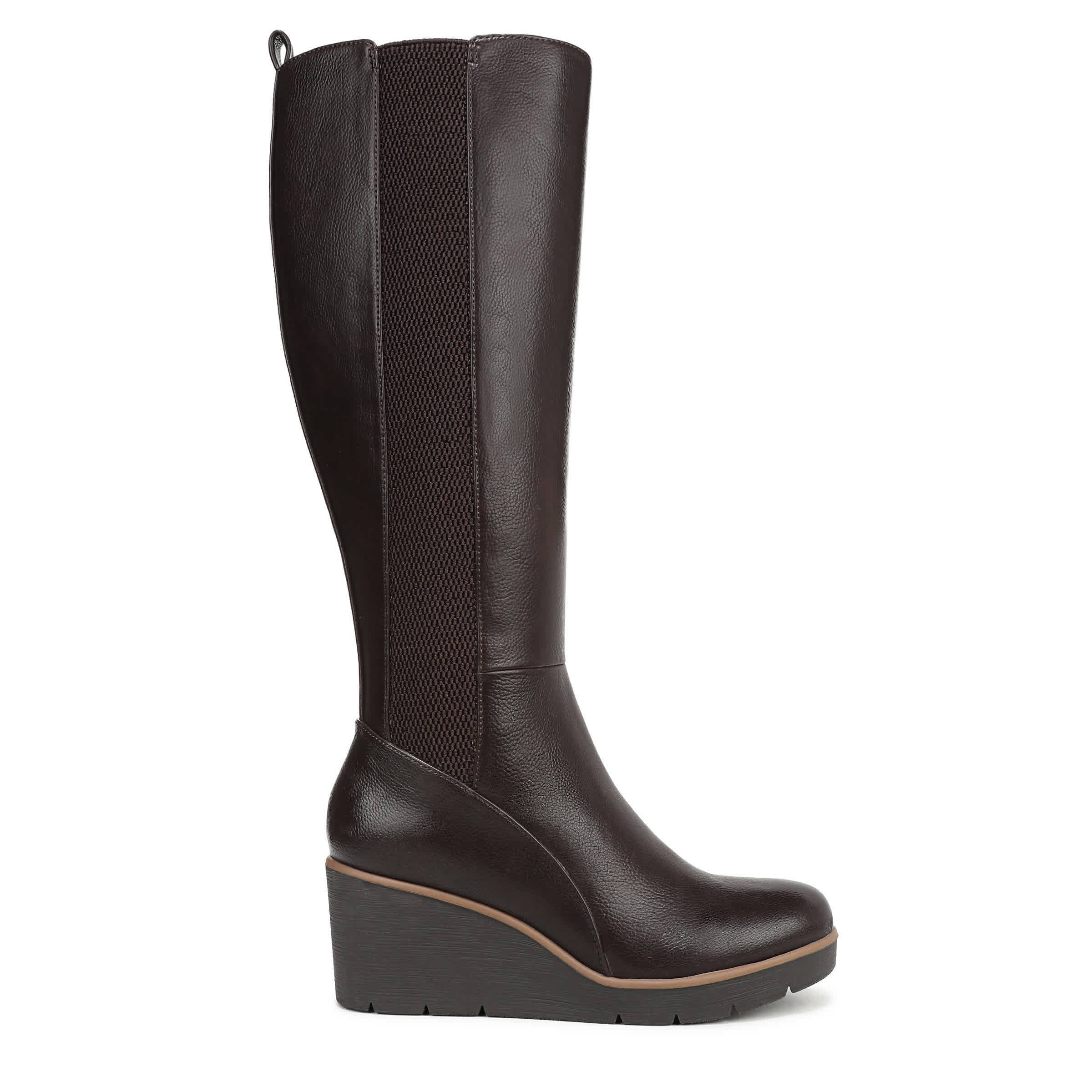 NATURAL SOUL BY NATURALIZER-WOMENS ADRIAN WEDGE BOOT-DARK BROWN & 